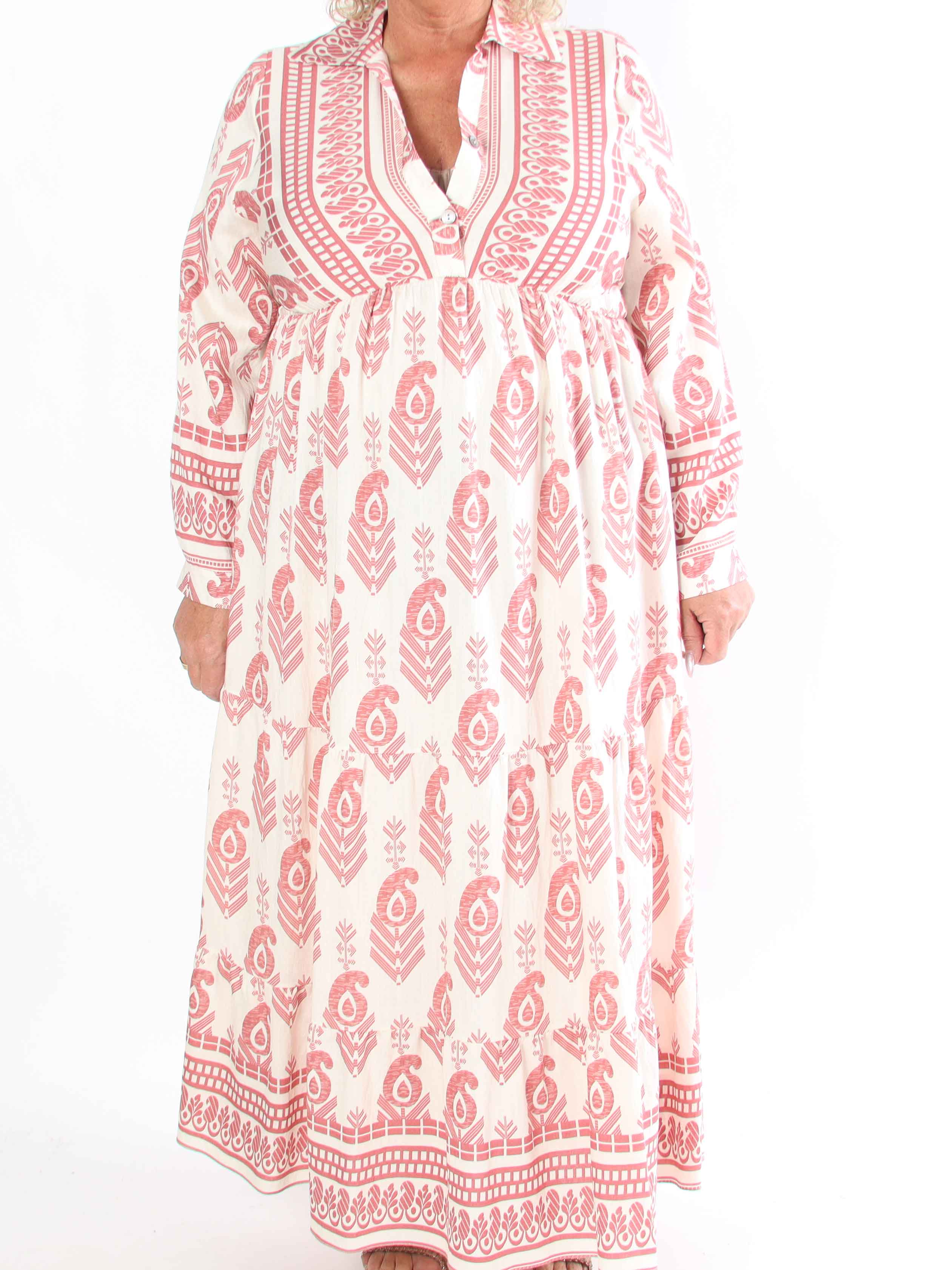 Raina - Lang mønstret plus size kjole i viskose