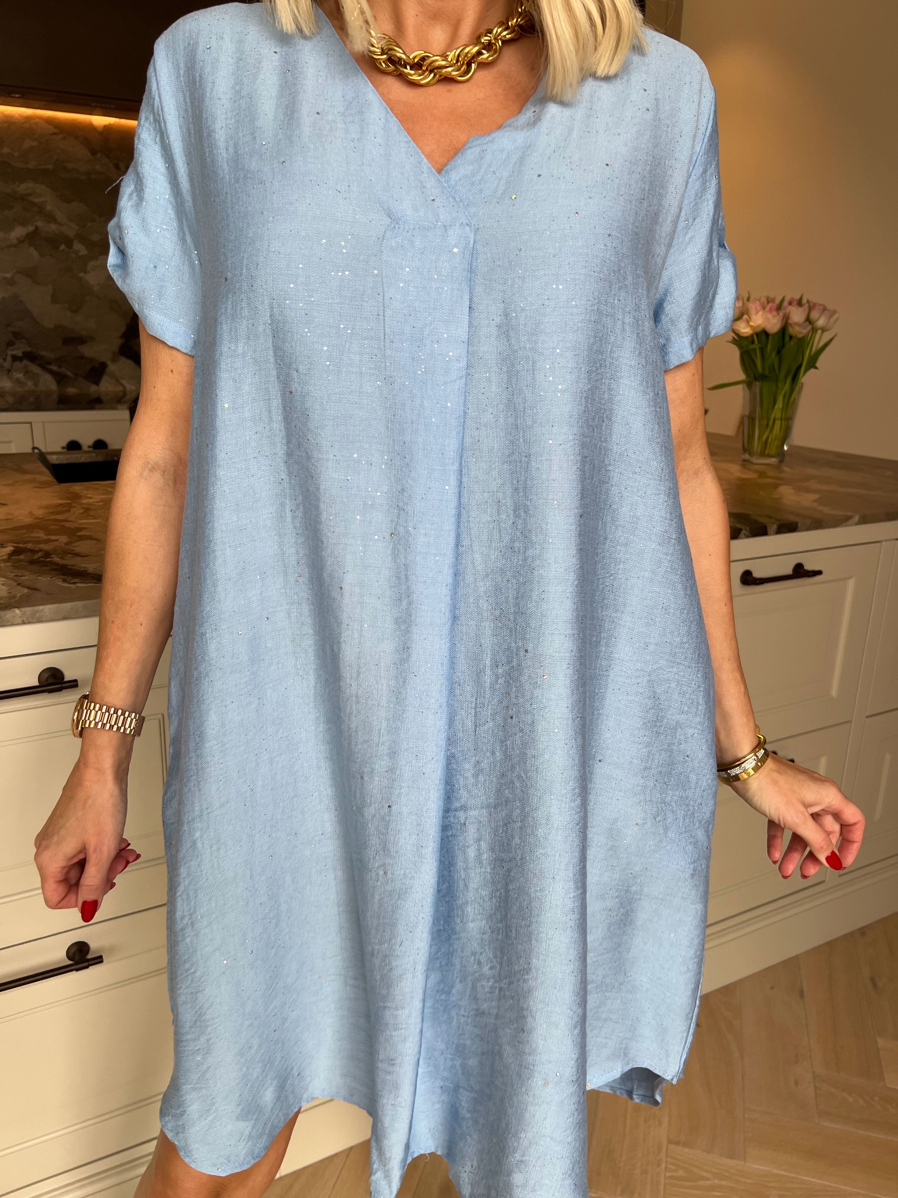 Renee - Sød tunikakjole i viskose dækket med glimmer