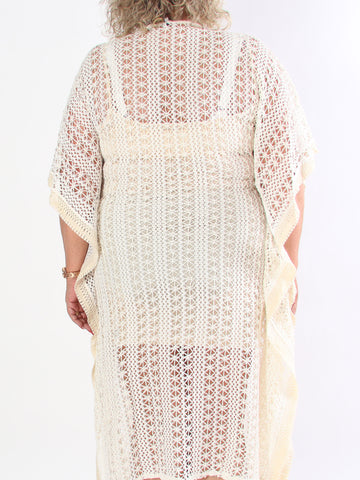 Ruby - Lang hæklet plus size tunikakjole i boheme look