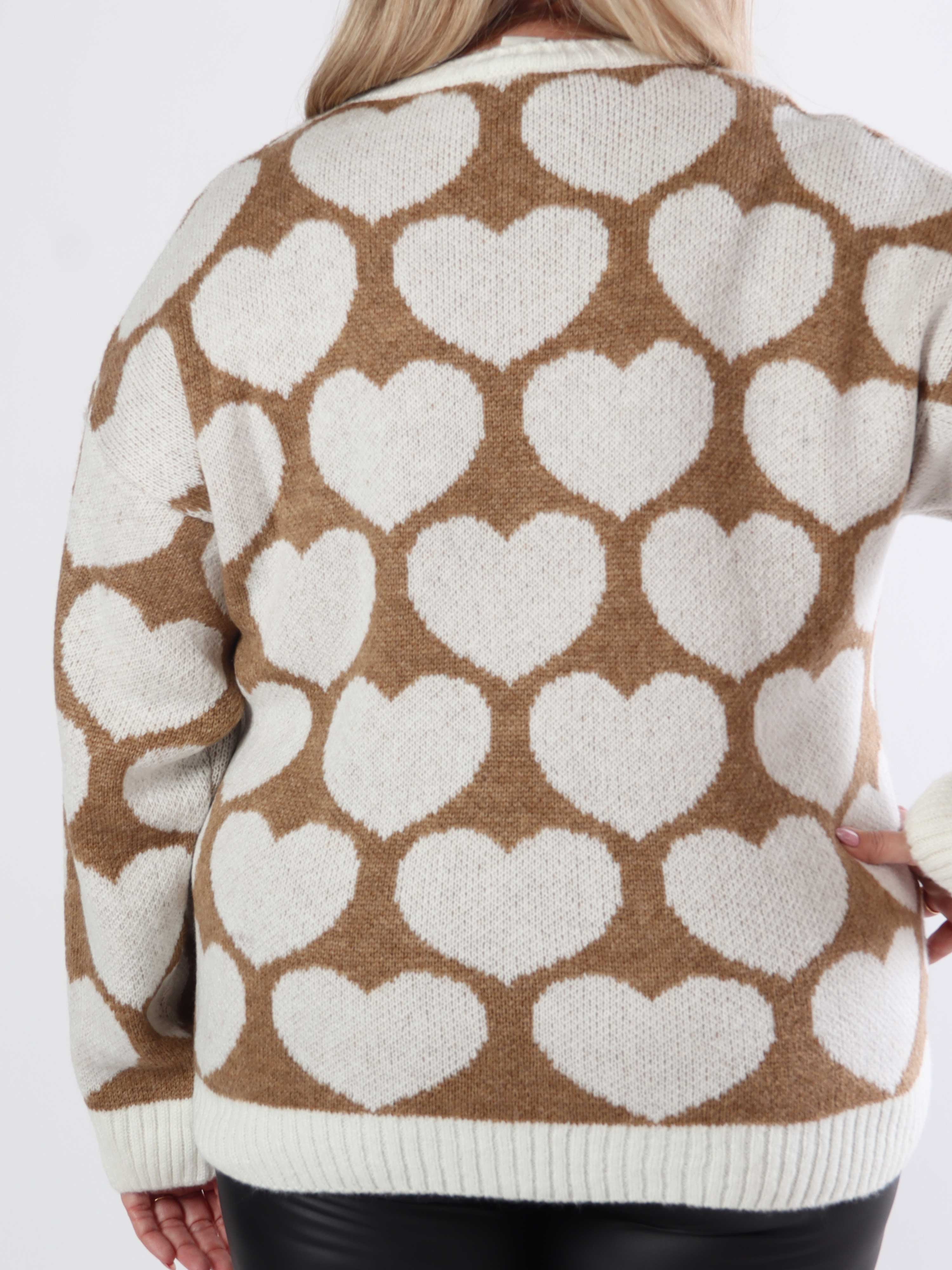 Saidy - Tyk plus size strikbluse med hjerter