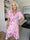 Savina Rose S/S - Blomstret elastisk kjole i slå-om-look