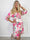 Savina Flower - Blomstret elastisk langærmet kjole i slå-om-look