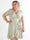 Savina Gold - Elastisk plus size kjole i slå-om-look med guld dutter