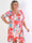 Savina Flower - Blomstret elastisk plus size kjole i slå-om-look
