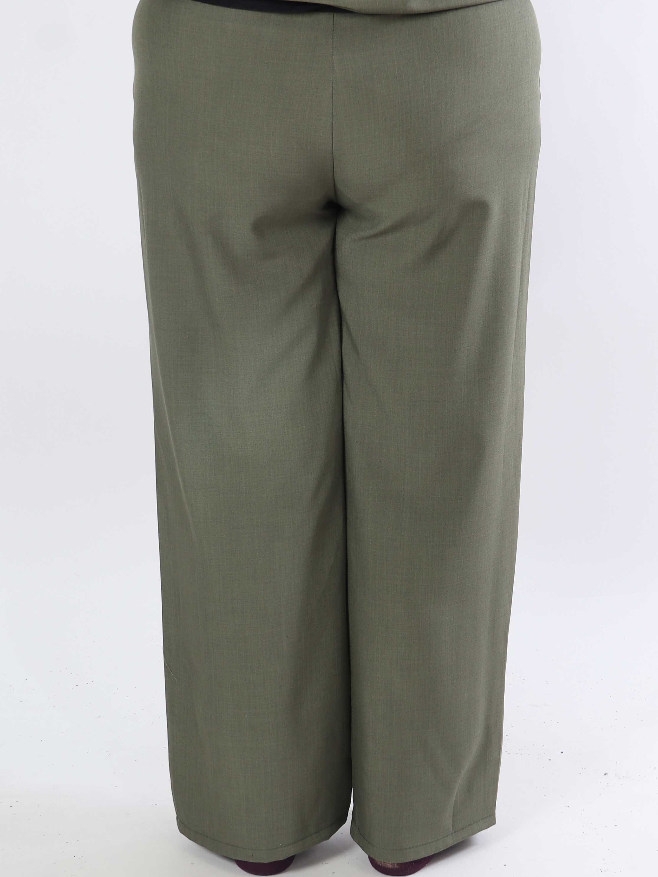 Shadia Pants - Ensfarvet habitbukser med elastikkant bagpå