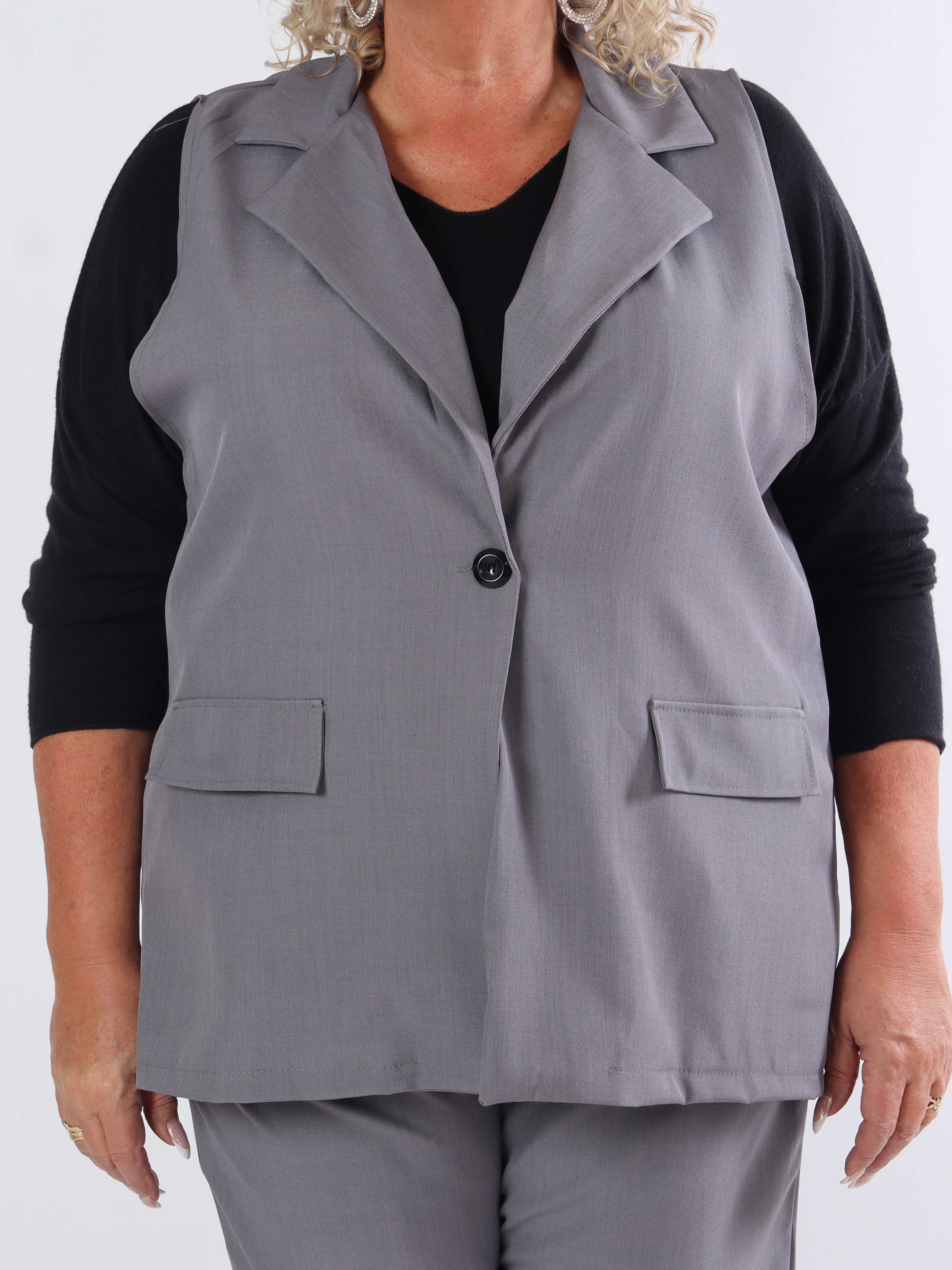 Shadia Vest - Ensfarvet habitvest med knap