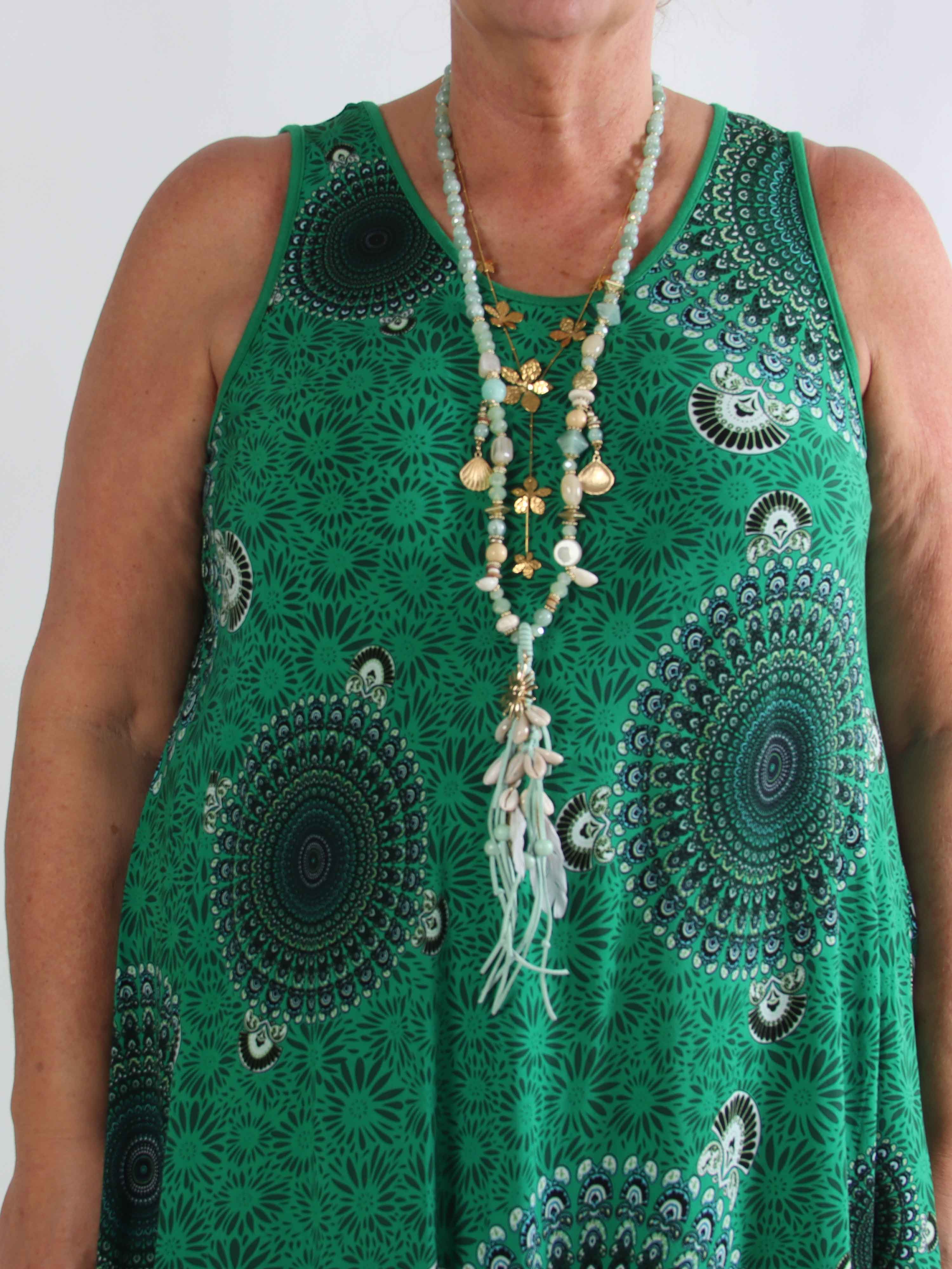 Sienna - Mønstret plus size kjole i blød viskose med flatterende A-facon