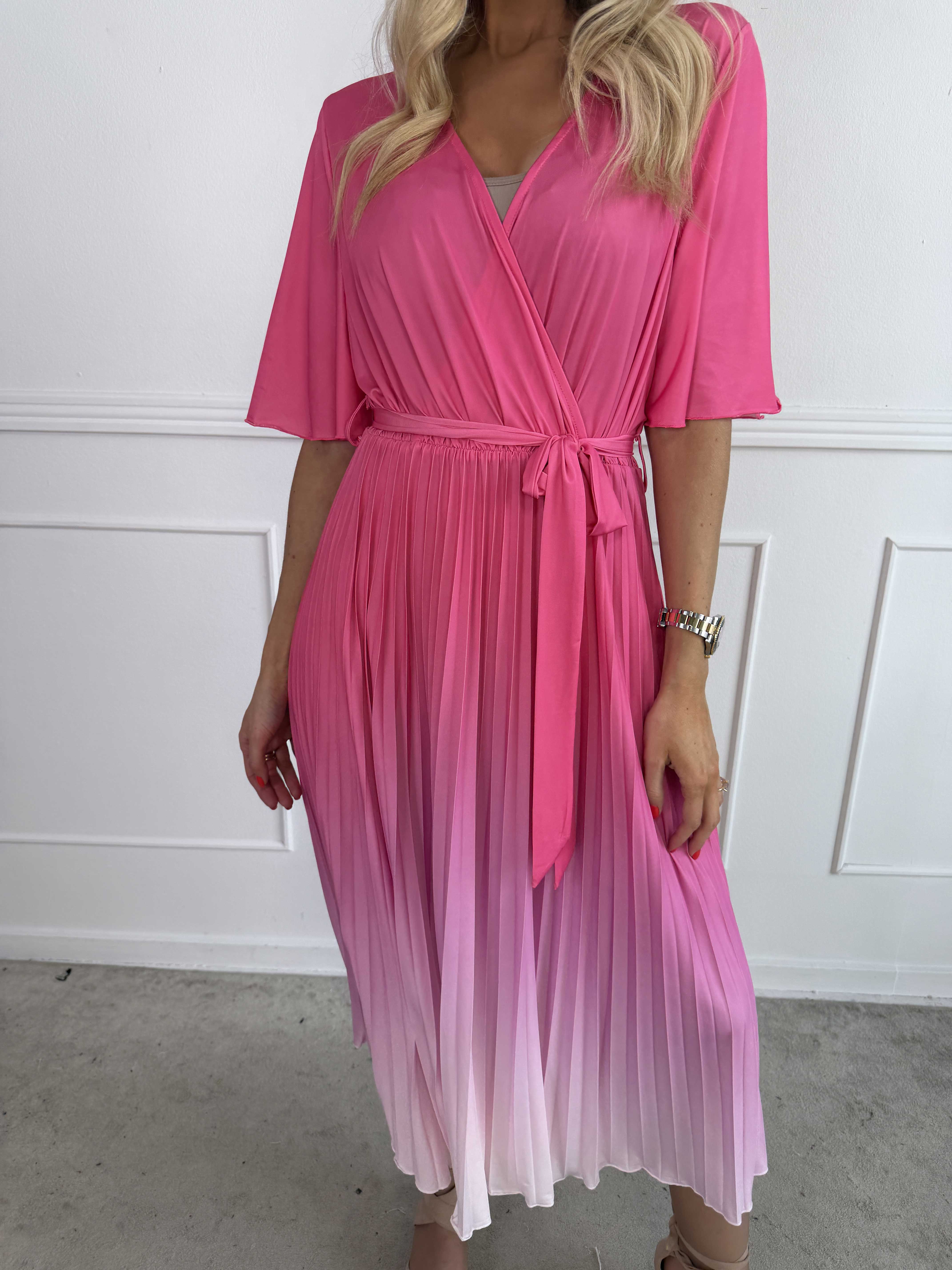 Toledo Fade - Fin elastisk flerfarvet kjole med plisseret skørt