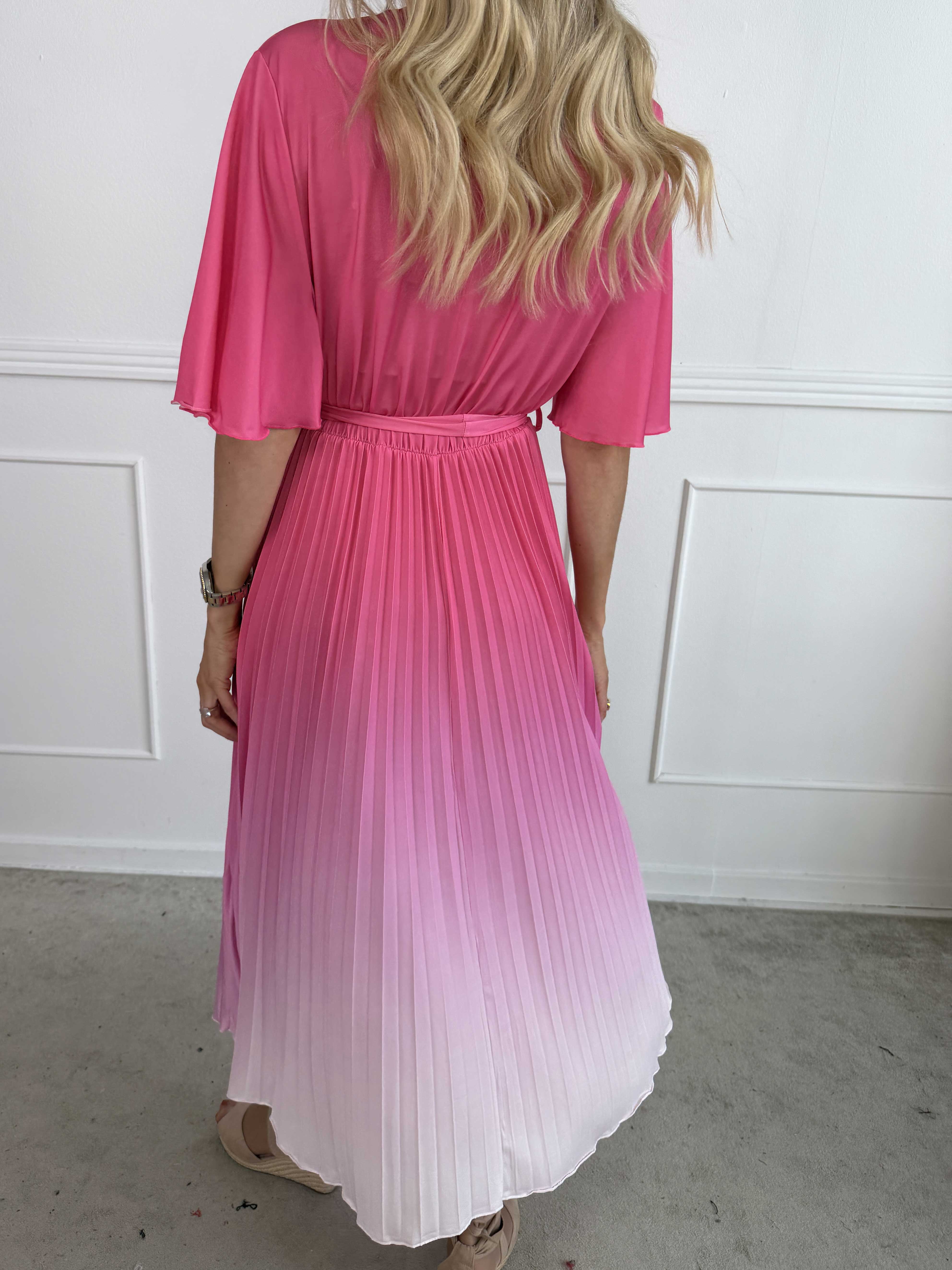 Toledo Fade - Fin elastisk flerfarvet kjole med plisseret skørt