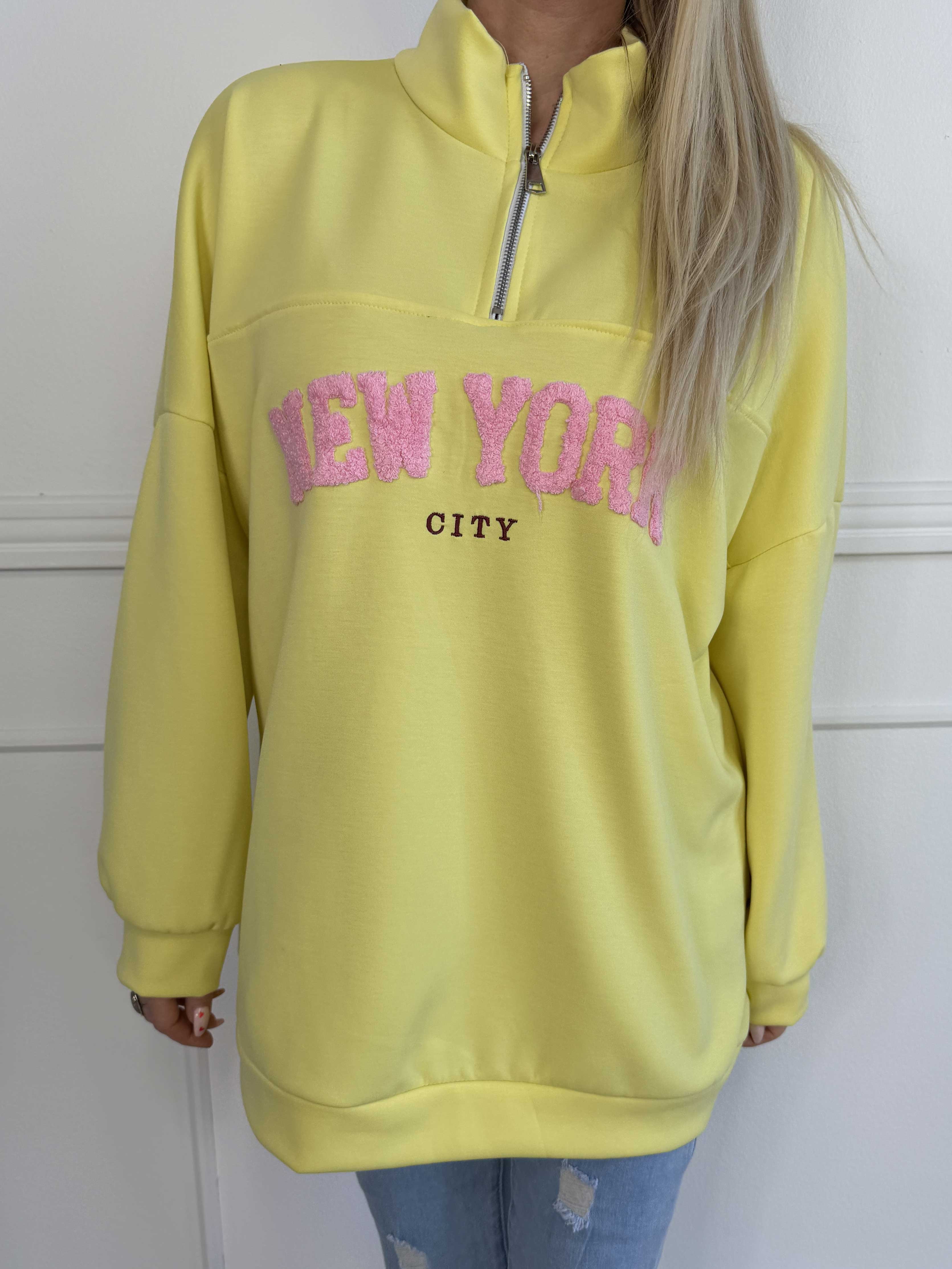 Tracy - Sweatshirt med lynlås og NEW YORK detalje