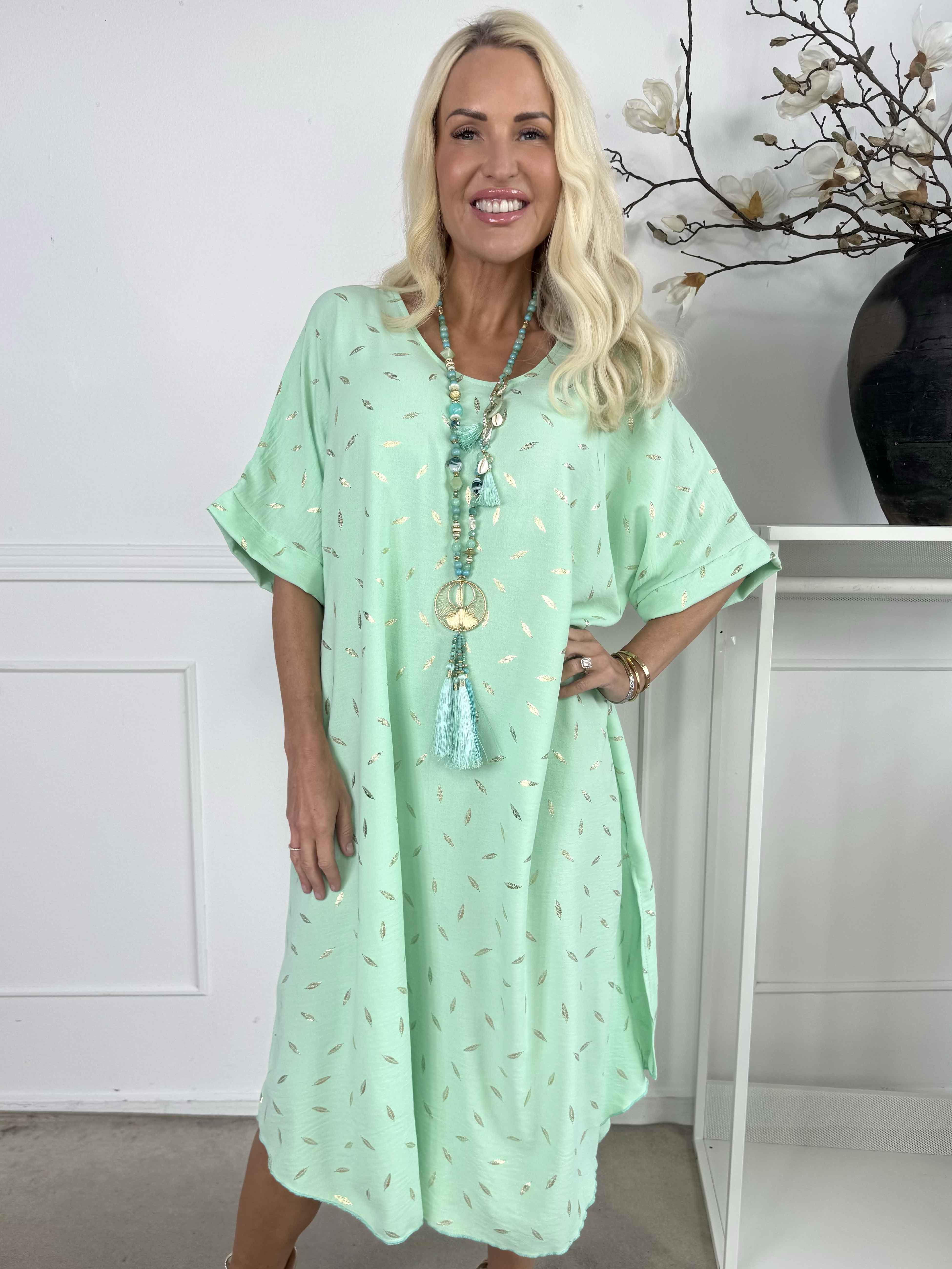 Valentina - Sød kjole detaljeret med fine guld blade