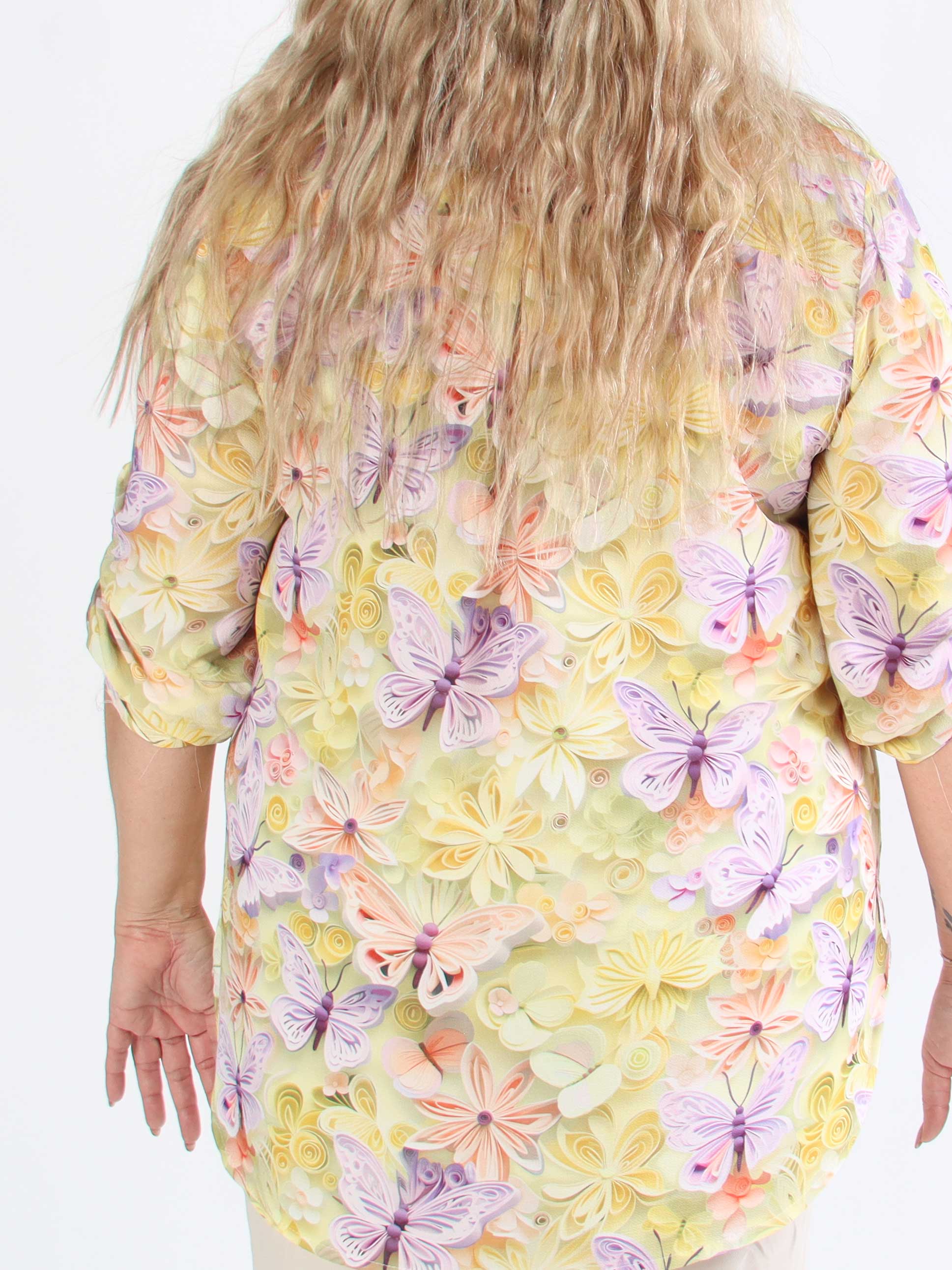 Vanesa Butterfly - Plus size tunika i viskose med sommerfugleprint