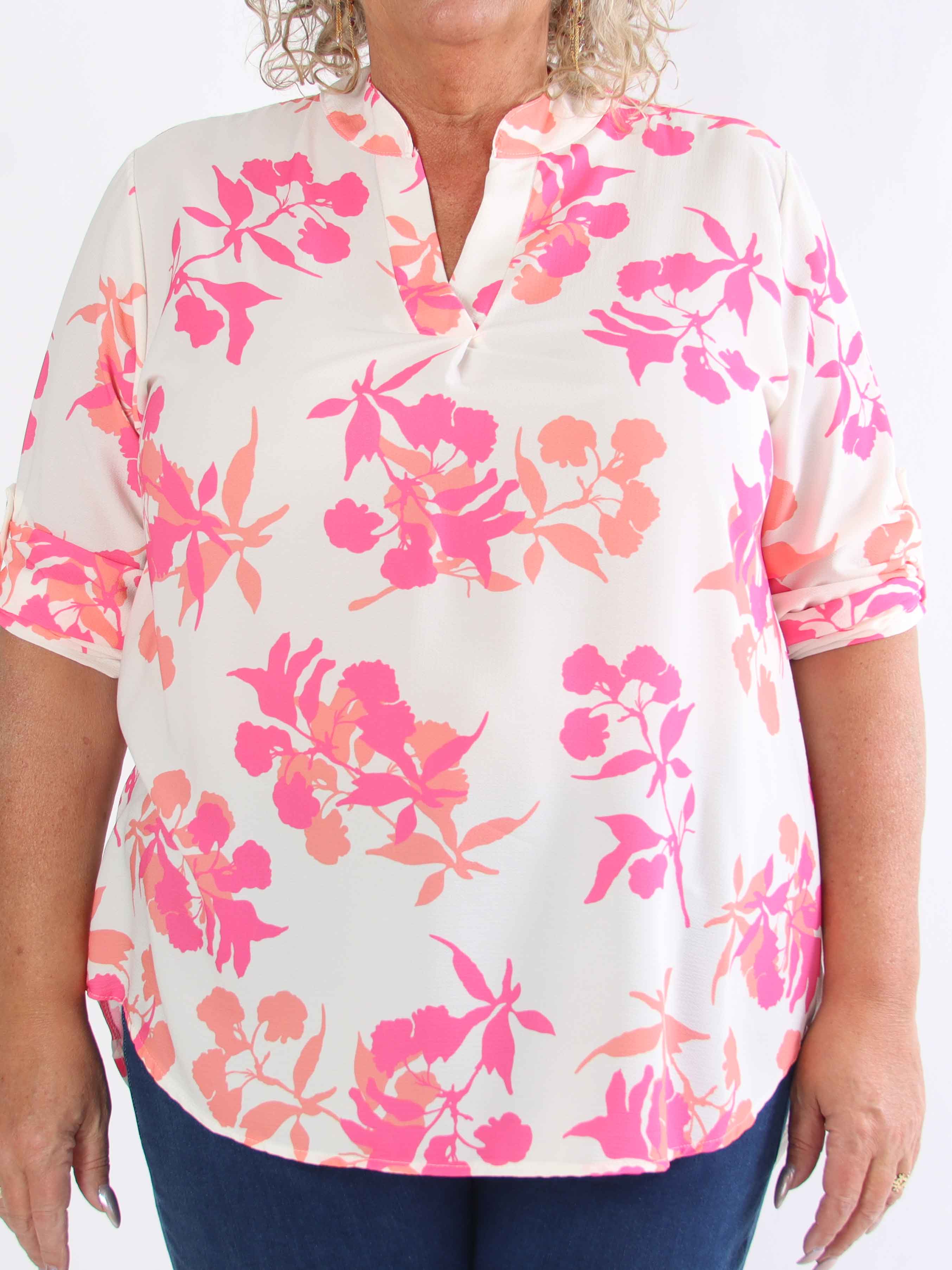 Vanesa Leaf - Let plus size tunika i viskose med bladmotiver