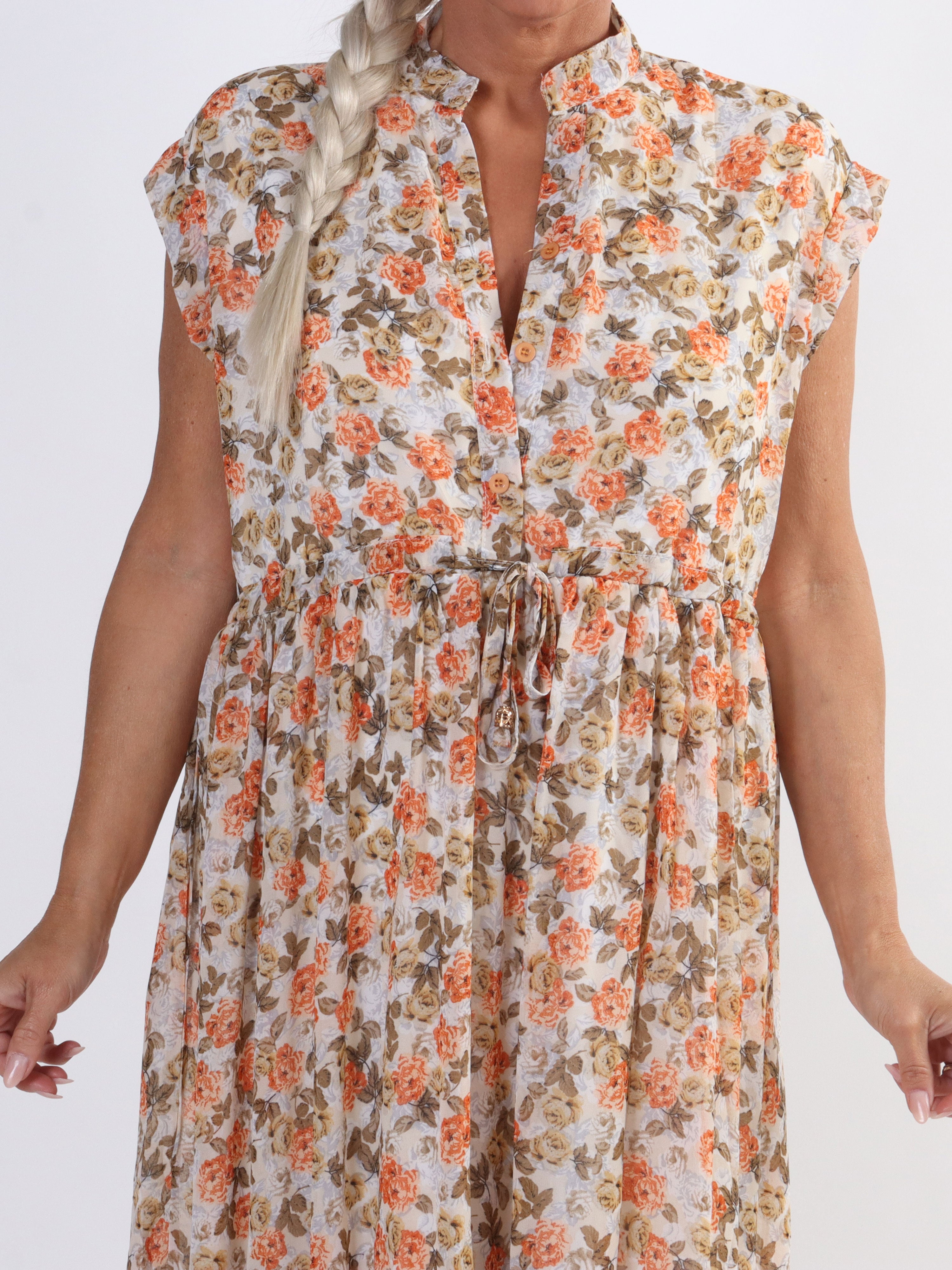 Alberte - Sød sommerkjole i chiffon med blomsterprint