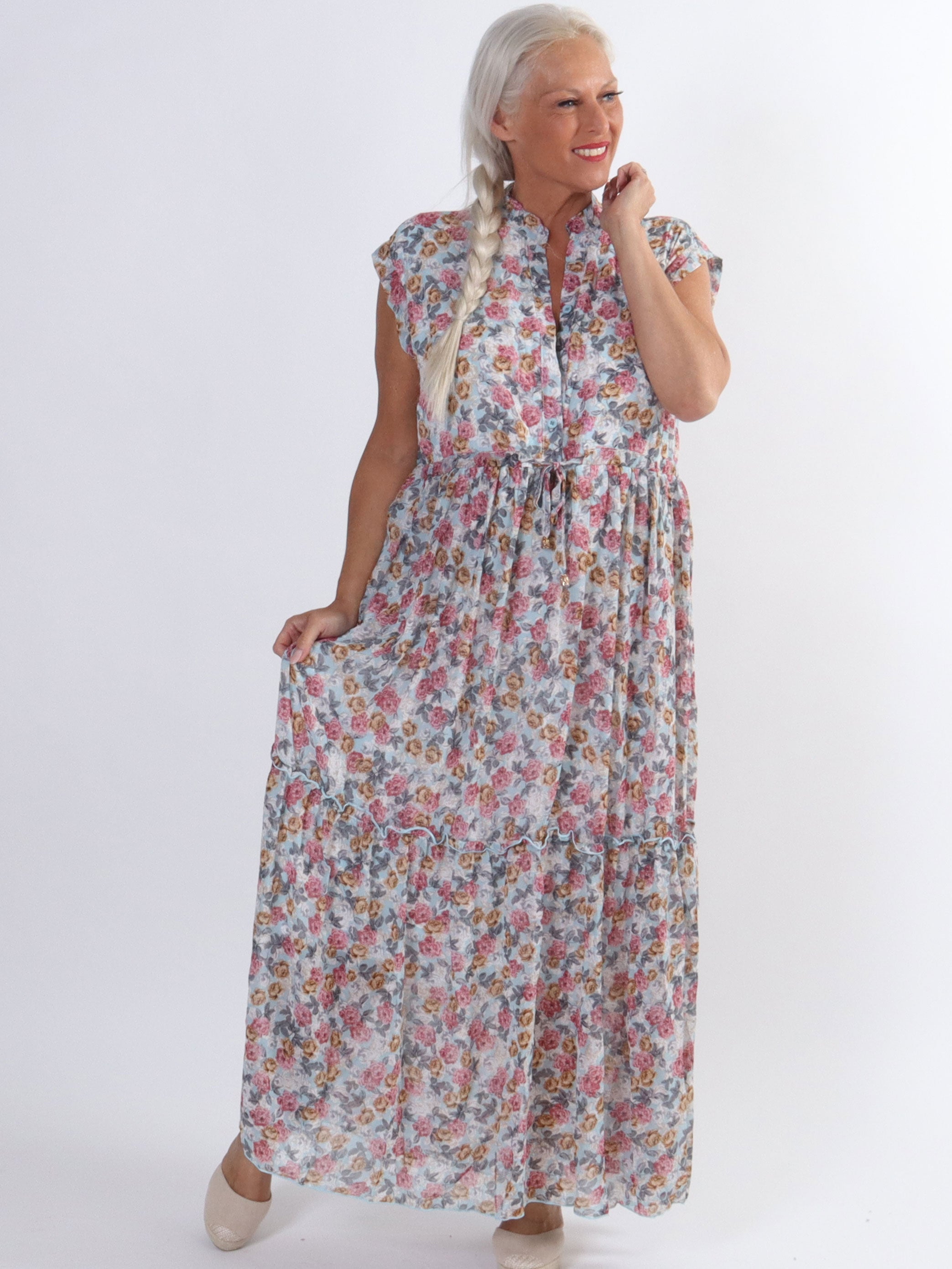 Alberte - Sød sommerkjole i chiffon med blomsterprint