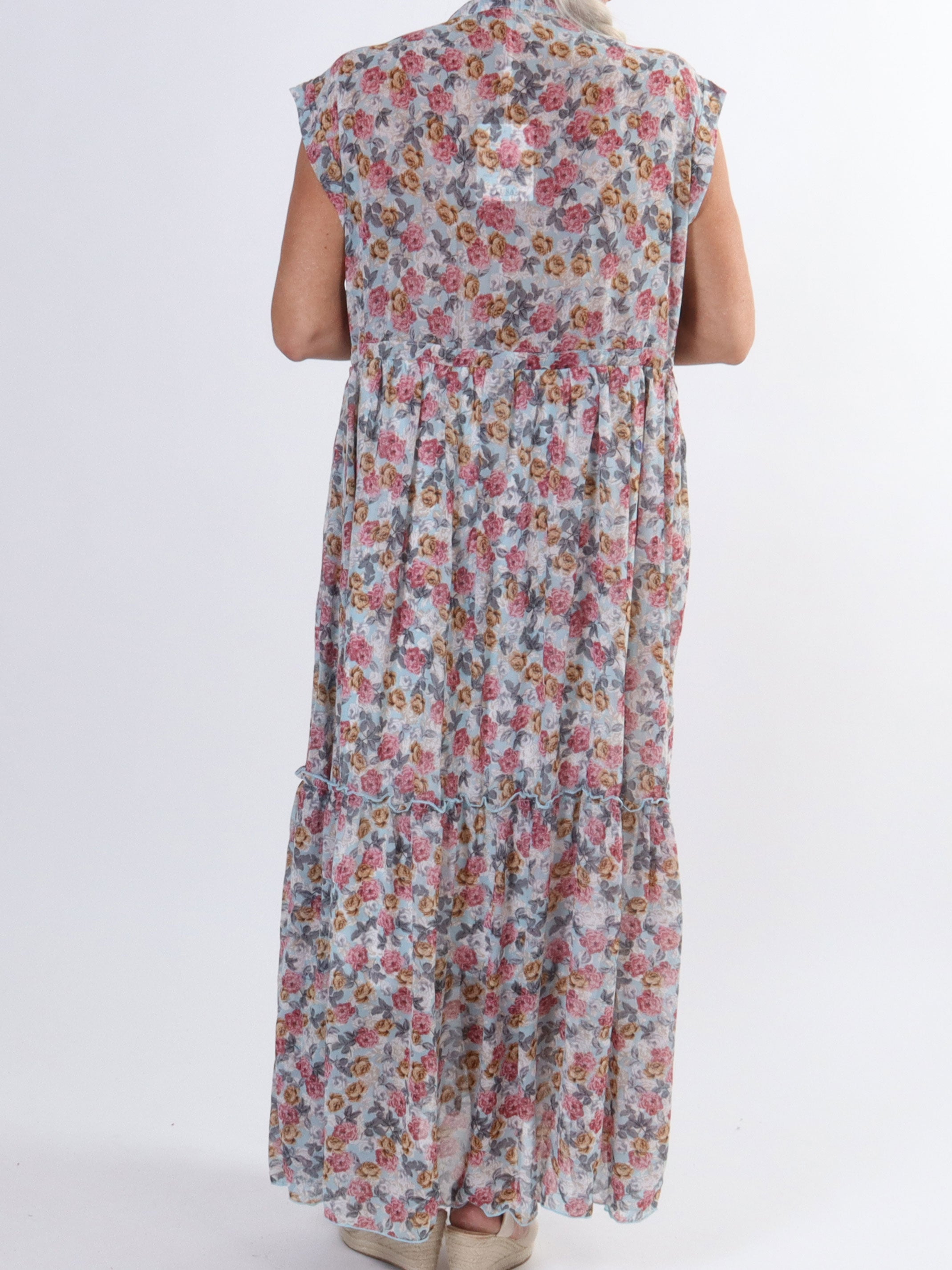 Alberte - Sød sommerkjole i chiffon med blomsterprint