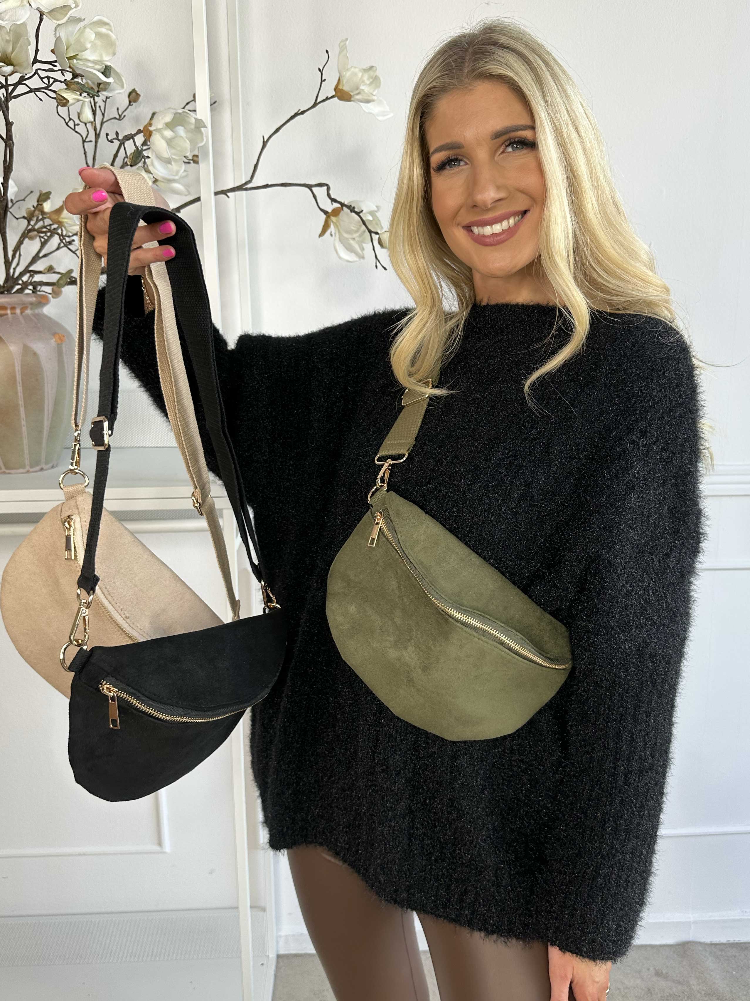 Belicia - Lille crossbody taske i ruskindslook