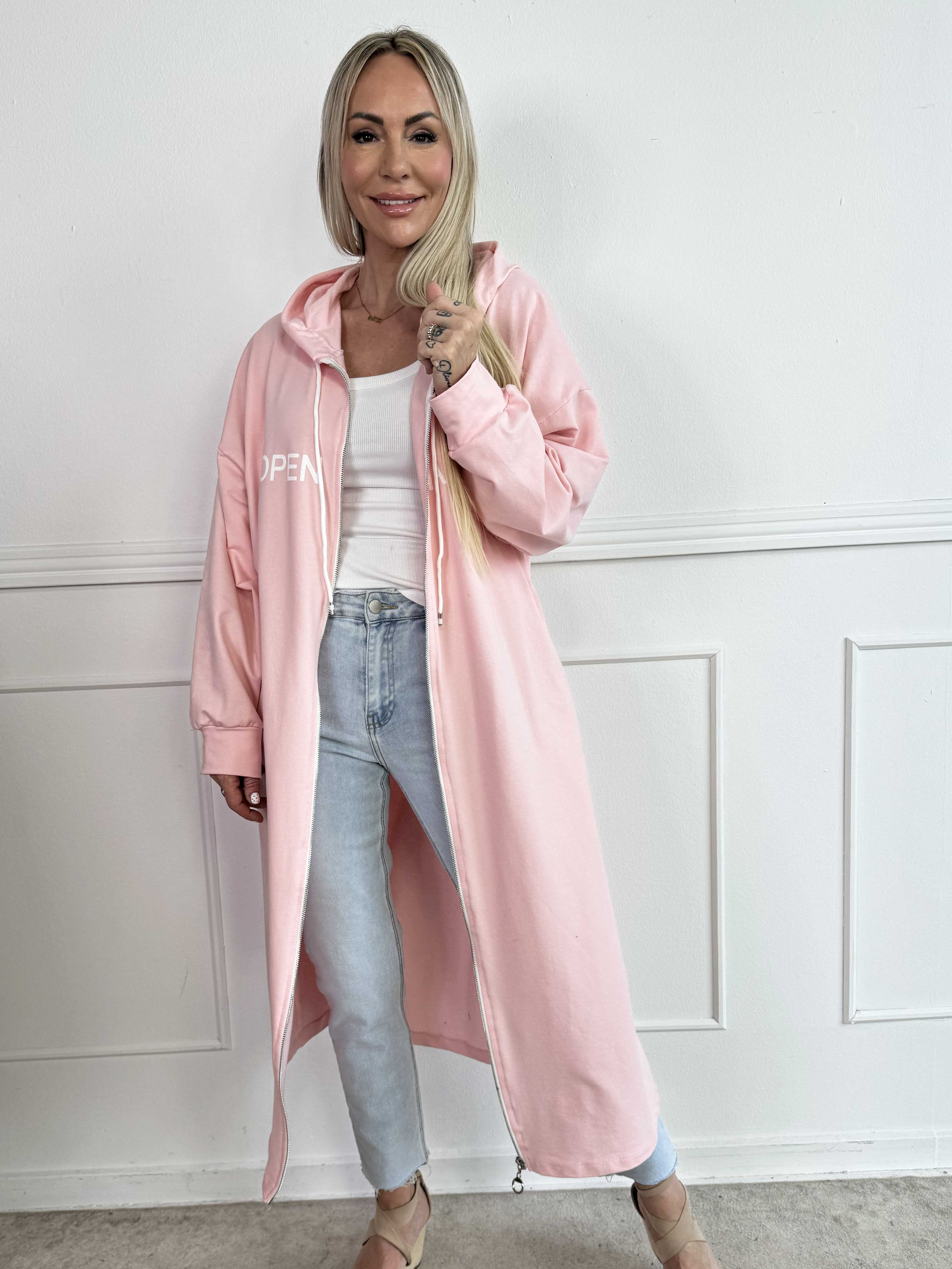 Erika - Lang blød hoodiekjole i bomuld med “Copenhagen”-print på brystet