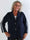 Ferrara - Plus size blazer i blød viskose med sporty hvide striber på ærmerne