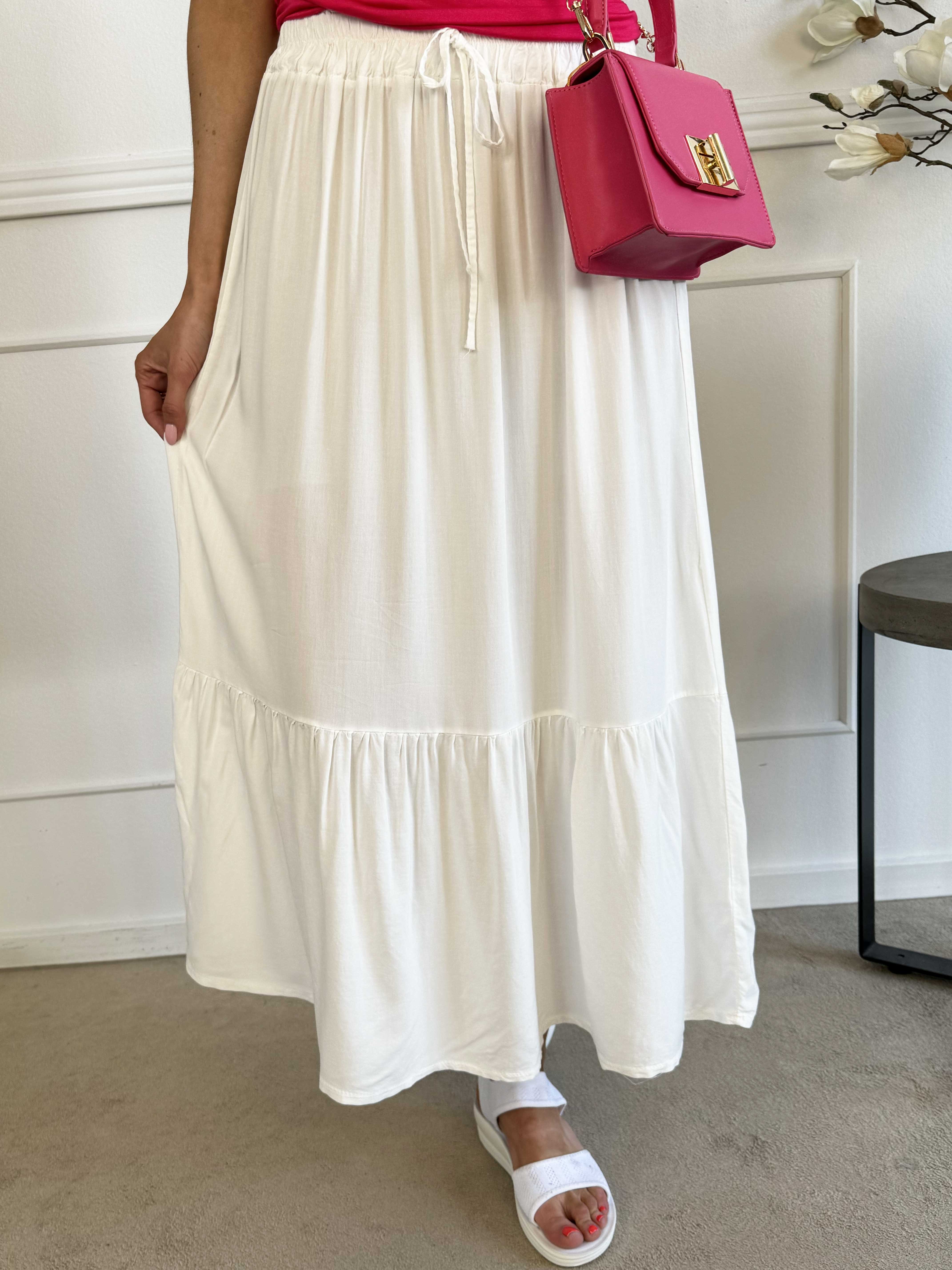 Florida - Sød nederdel i viskose med flæsekant forneden