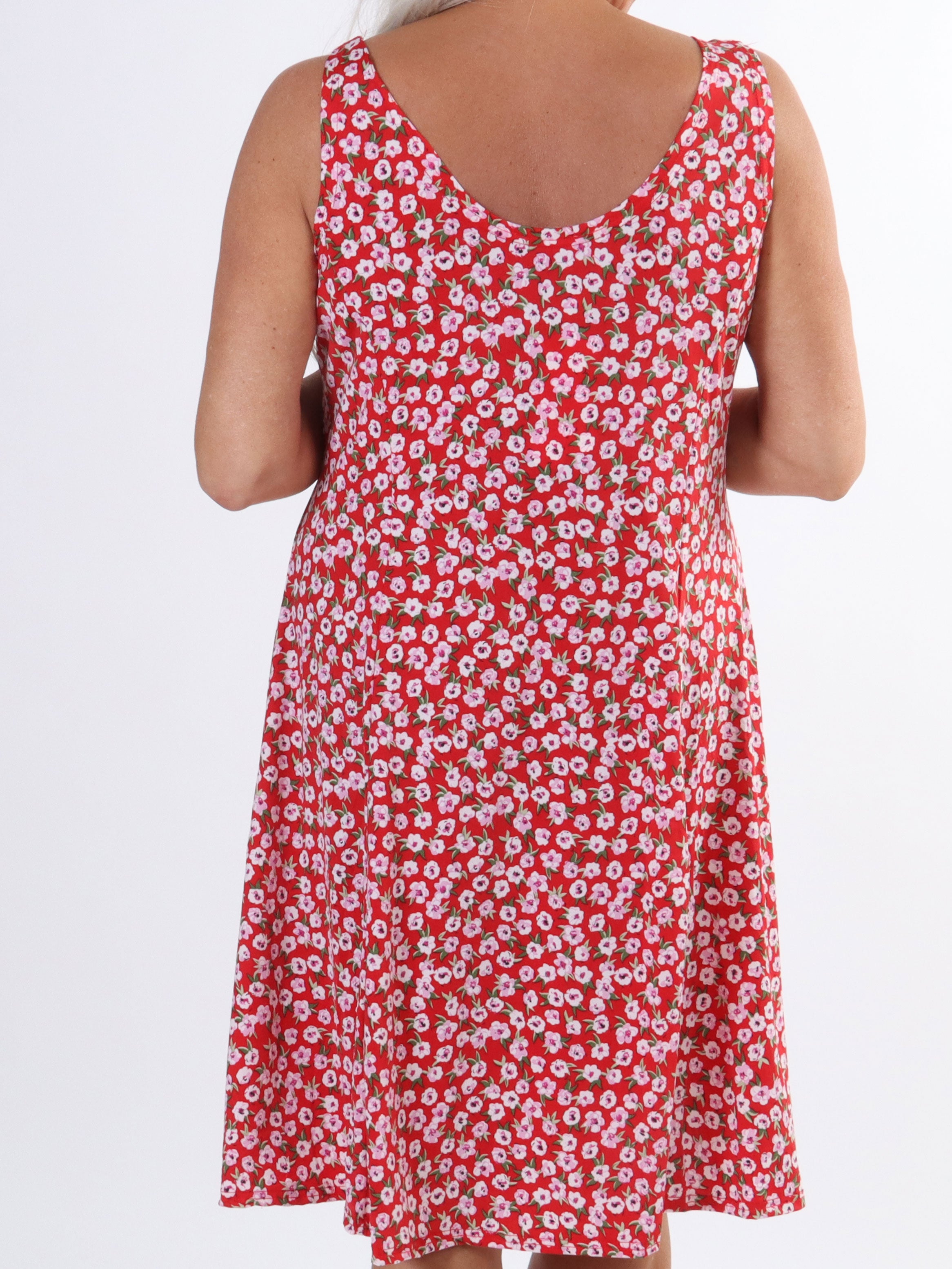 Maj Small Flower - Sød elastisk plus size kjole i blomsterprint