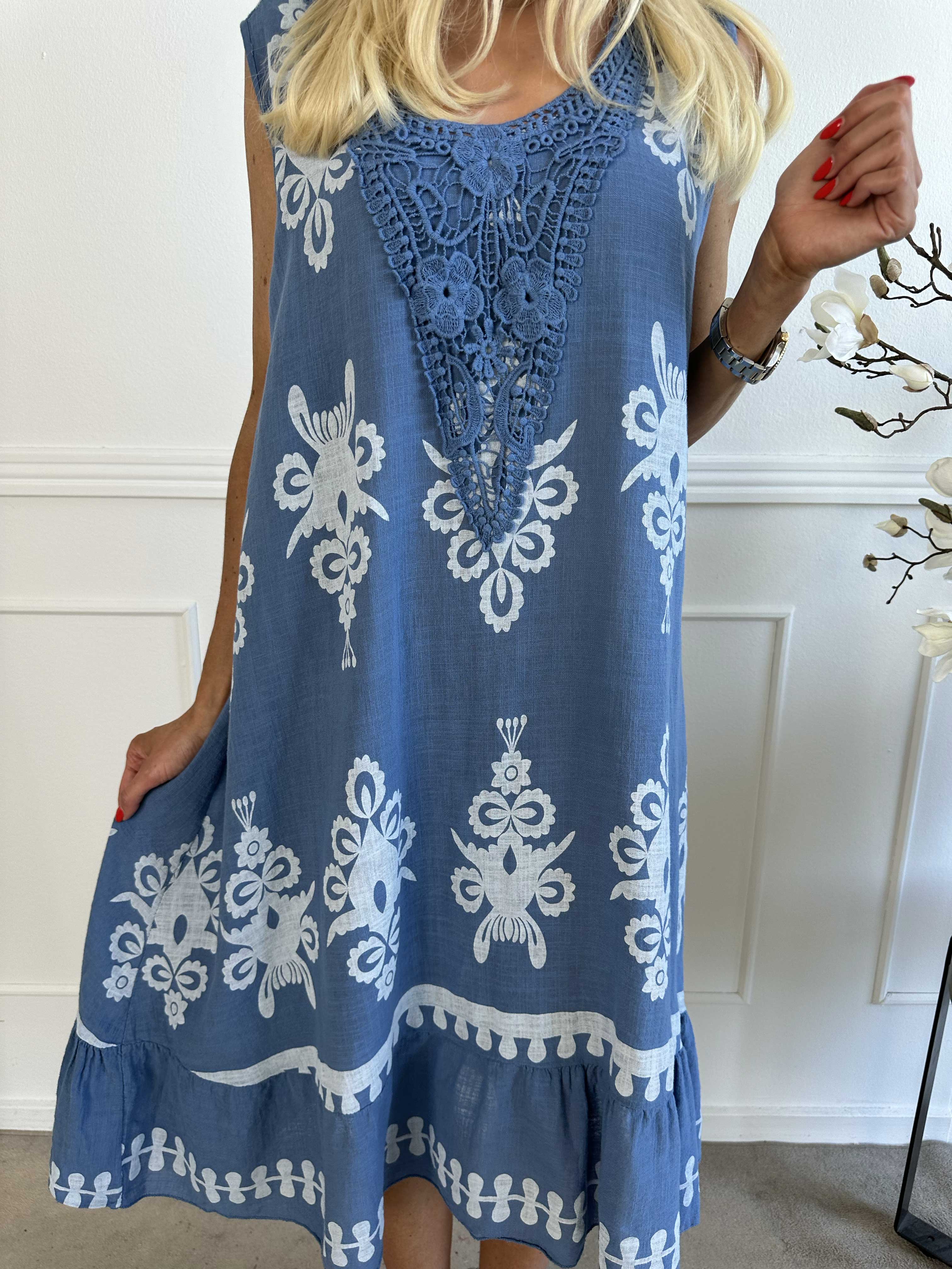 Tanzania - Smuk bomuldskjole i hørlignende stof