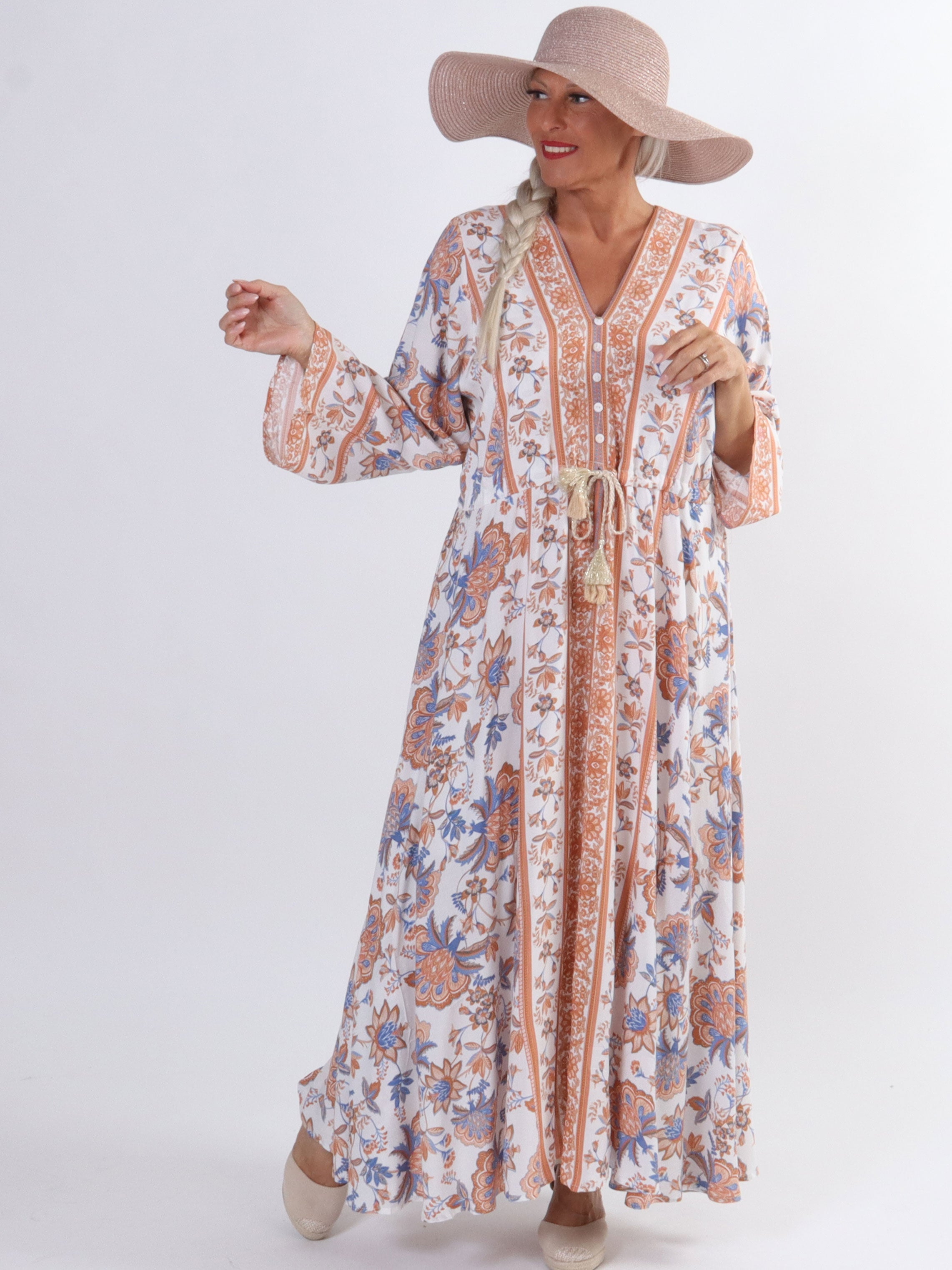 Victoria - Lang sommerkjole med bindebånd i taljen