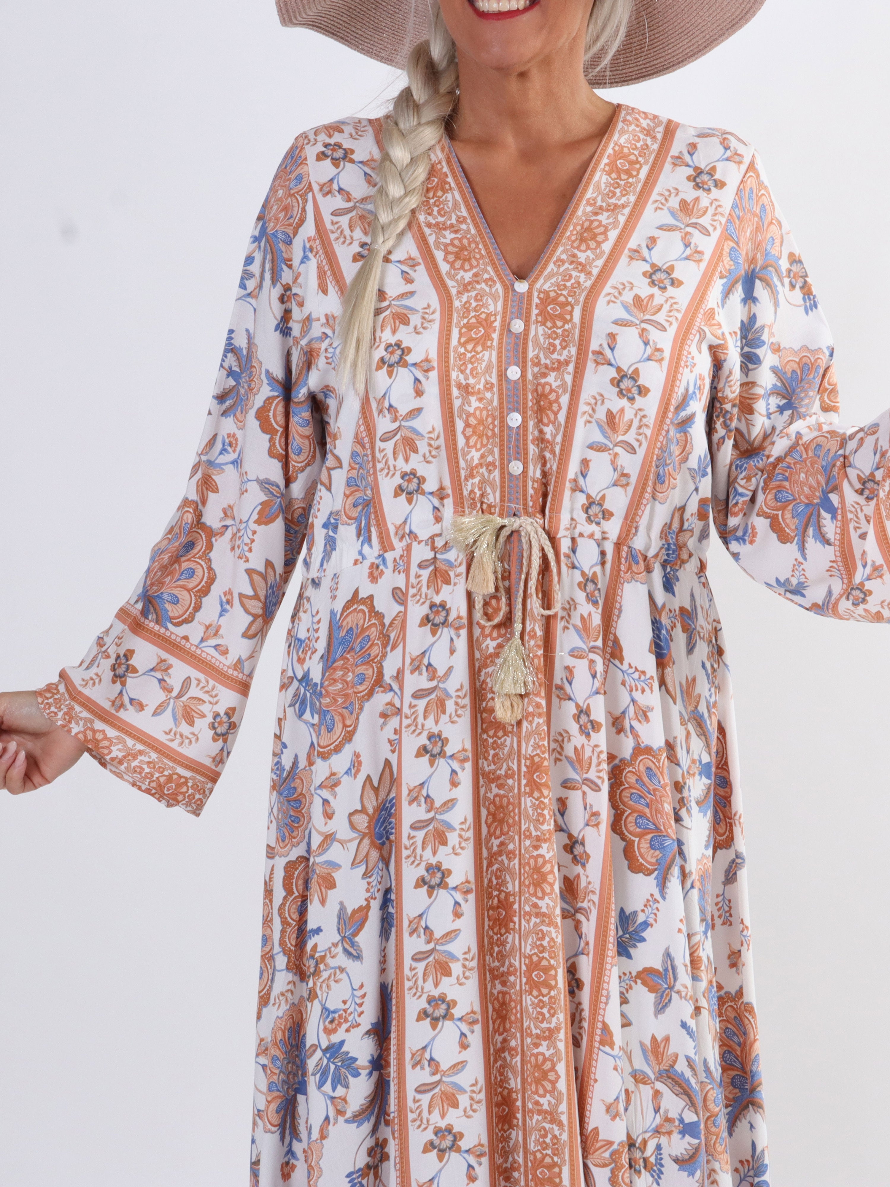 Victoria - Lang sommerkjole med bindebånd i taljen