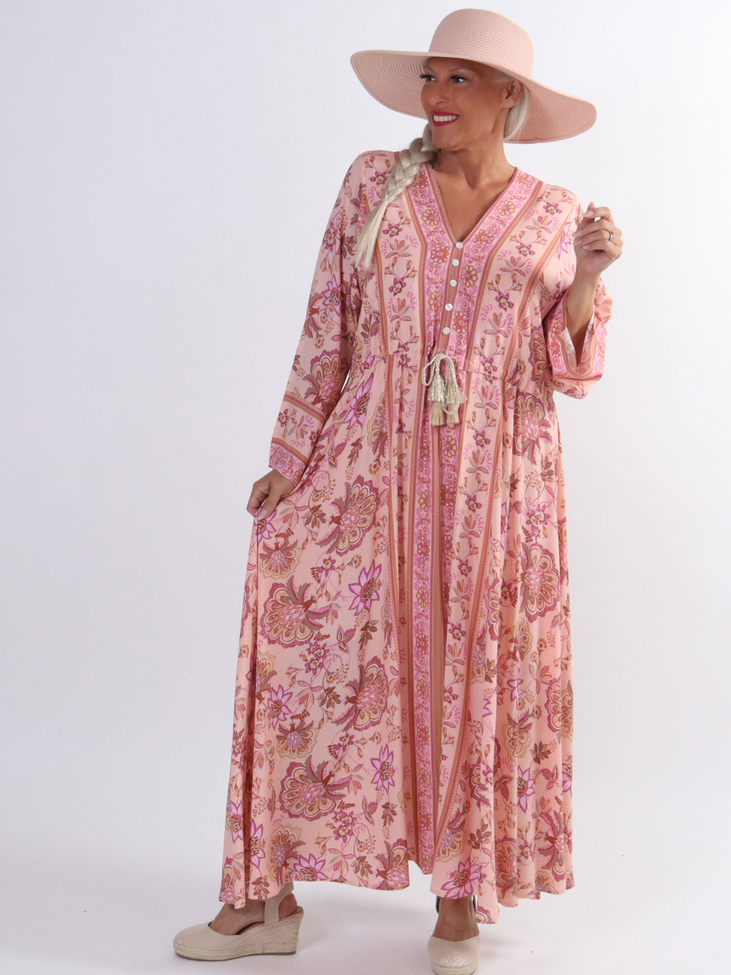 Victoria - Lang sommerkjole med bindebånd i taljen