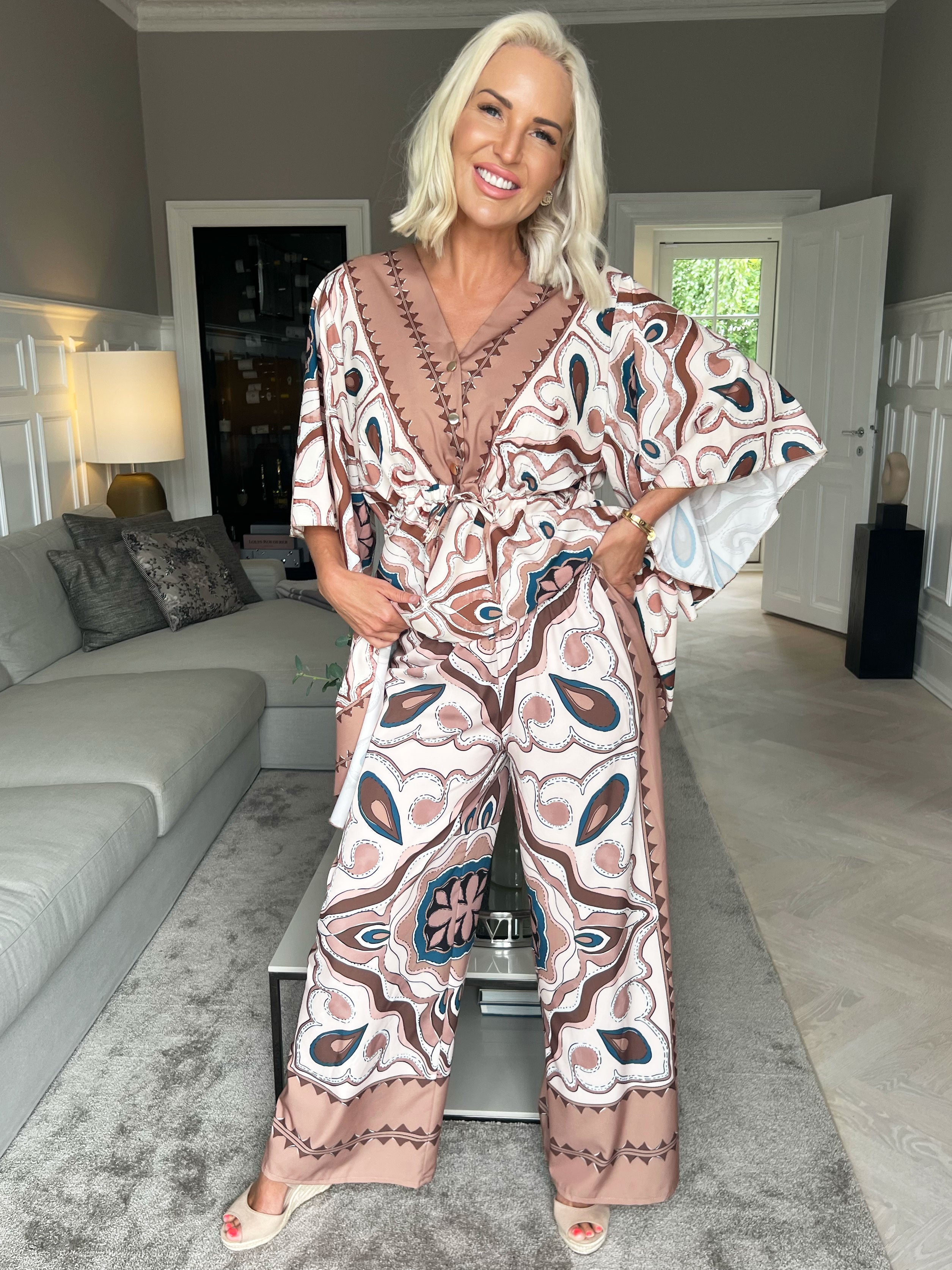 Yeva Pants - Mønstret og løse bukser i let stof