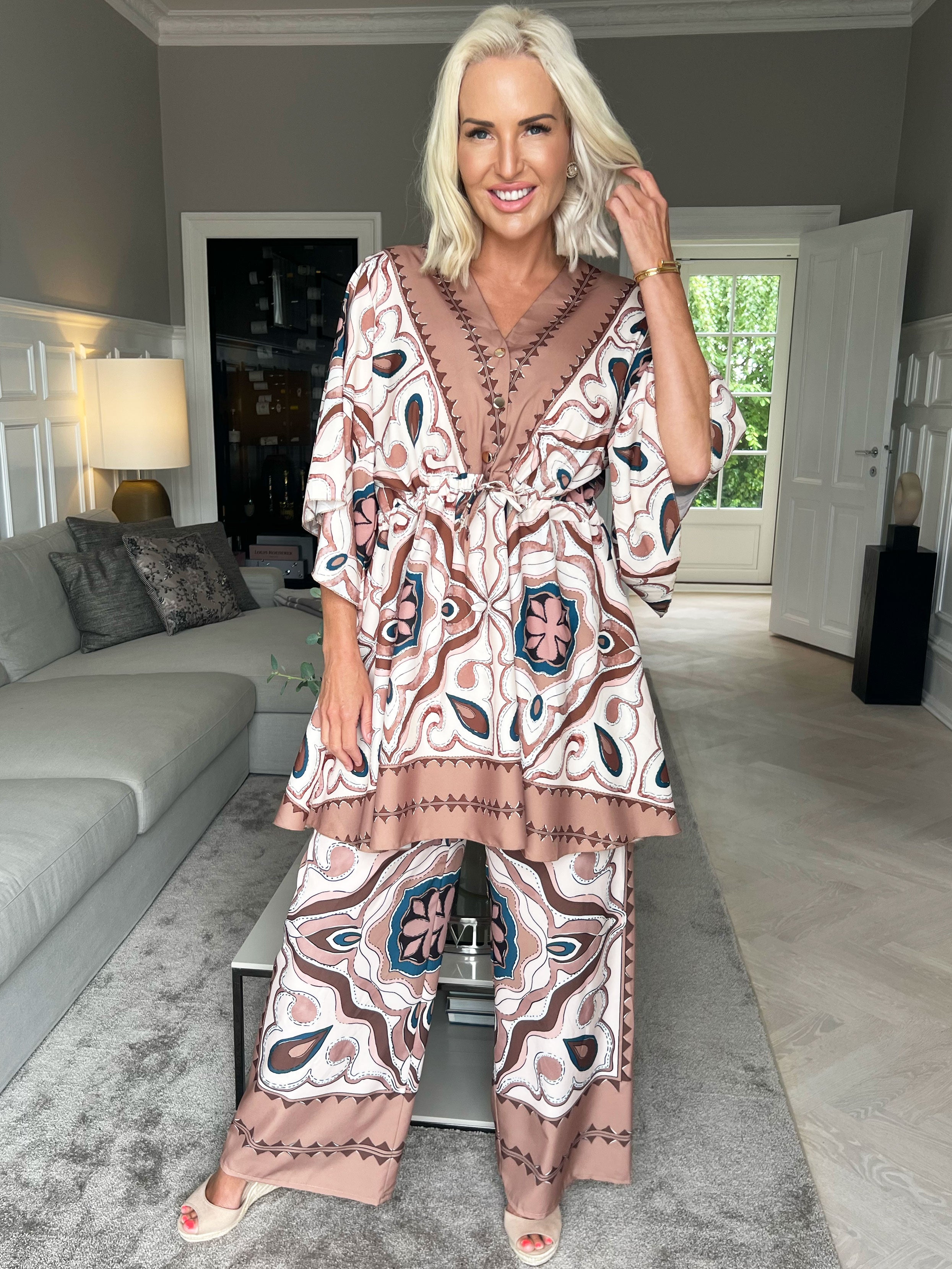 Yeva Pants - Mønstret og løse bukser i let stof