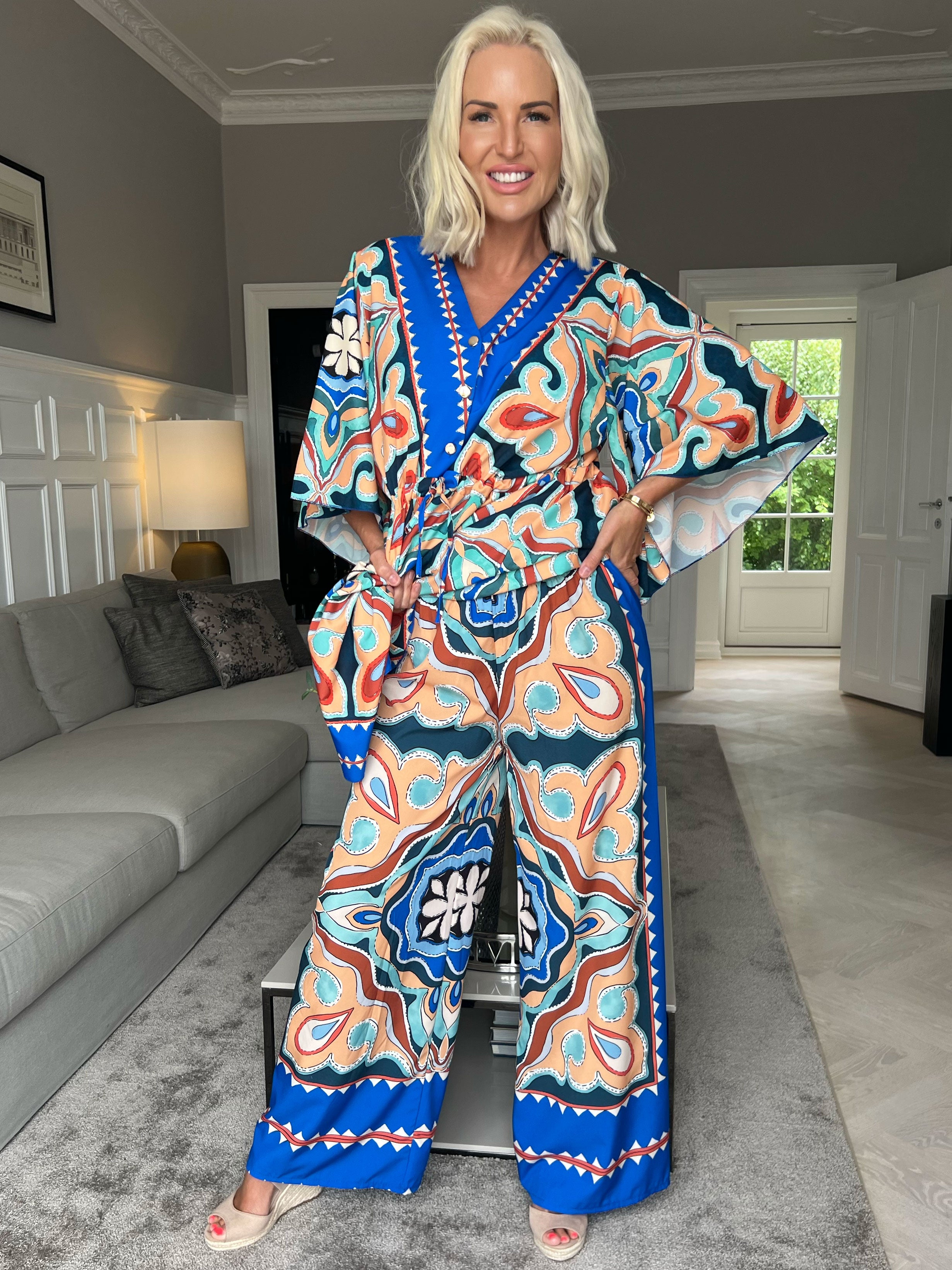 Yeva Pants - Mønstret og løse bukser i let stof