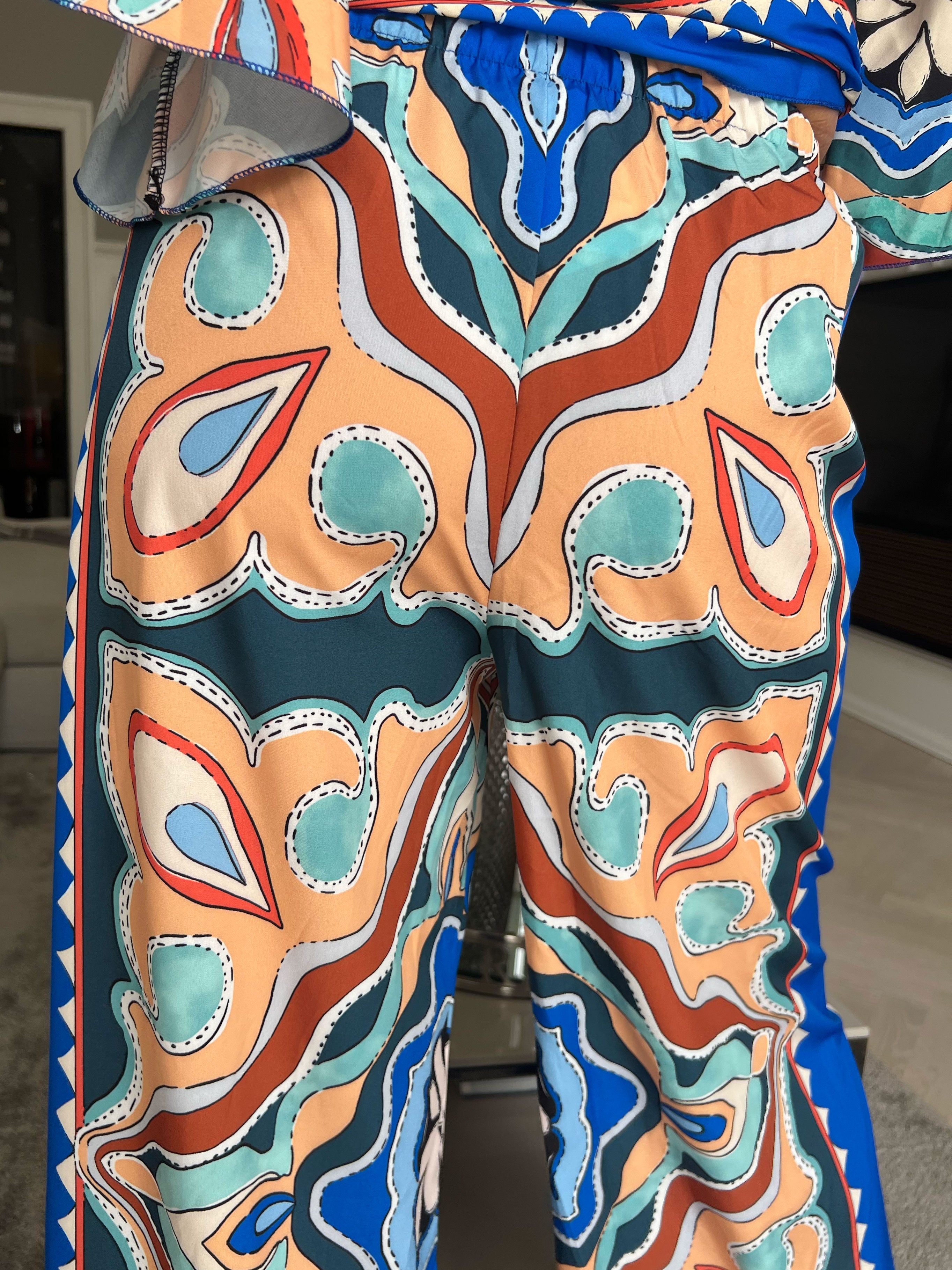 Yeva Pants - Mønstret og løse bukser i let stof