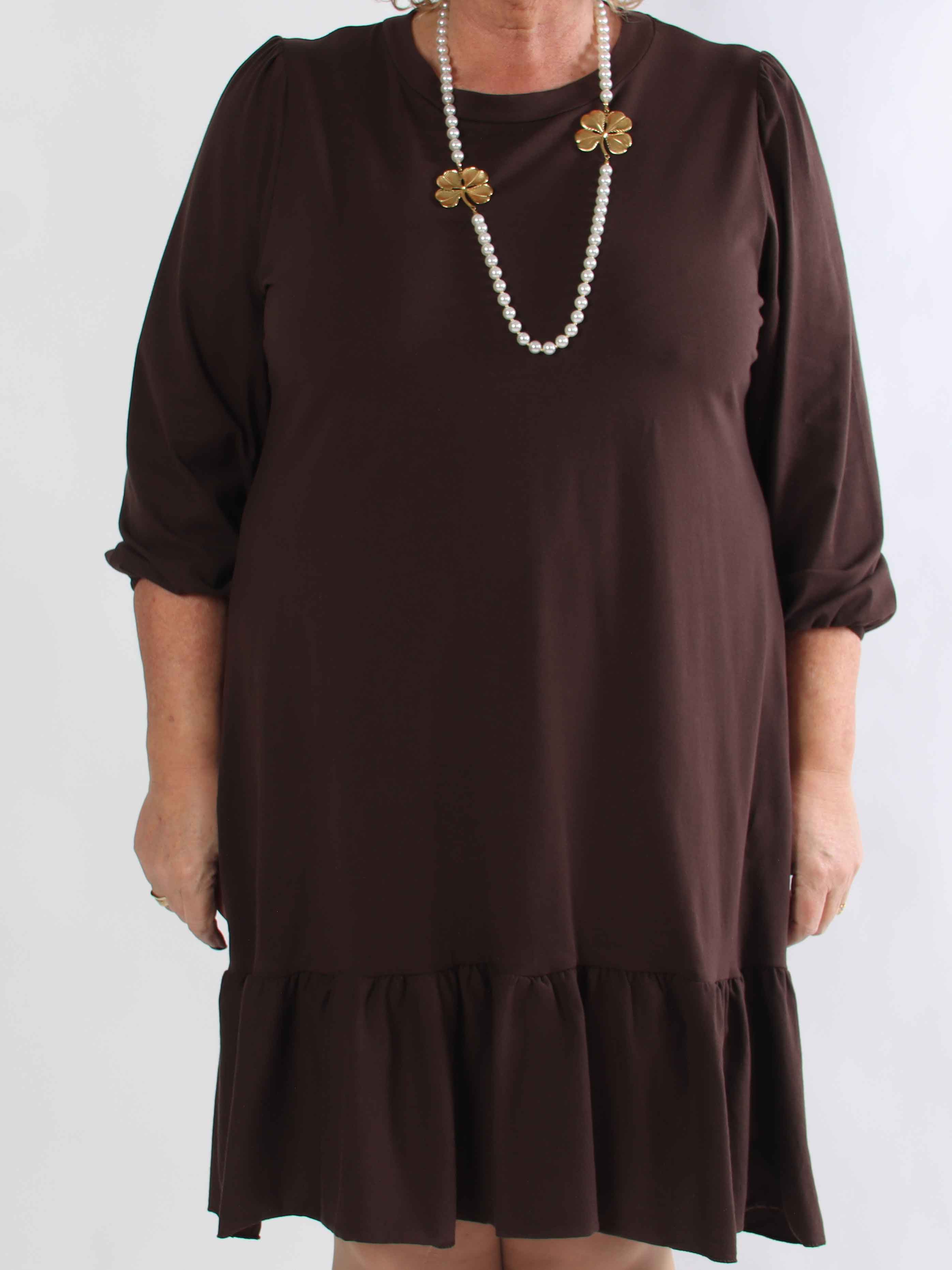 Zafira - Plus size joggingkjole i bomuld med sød flæsekant