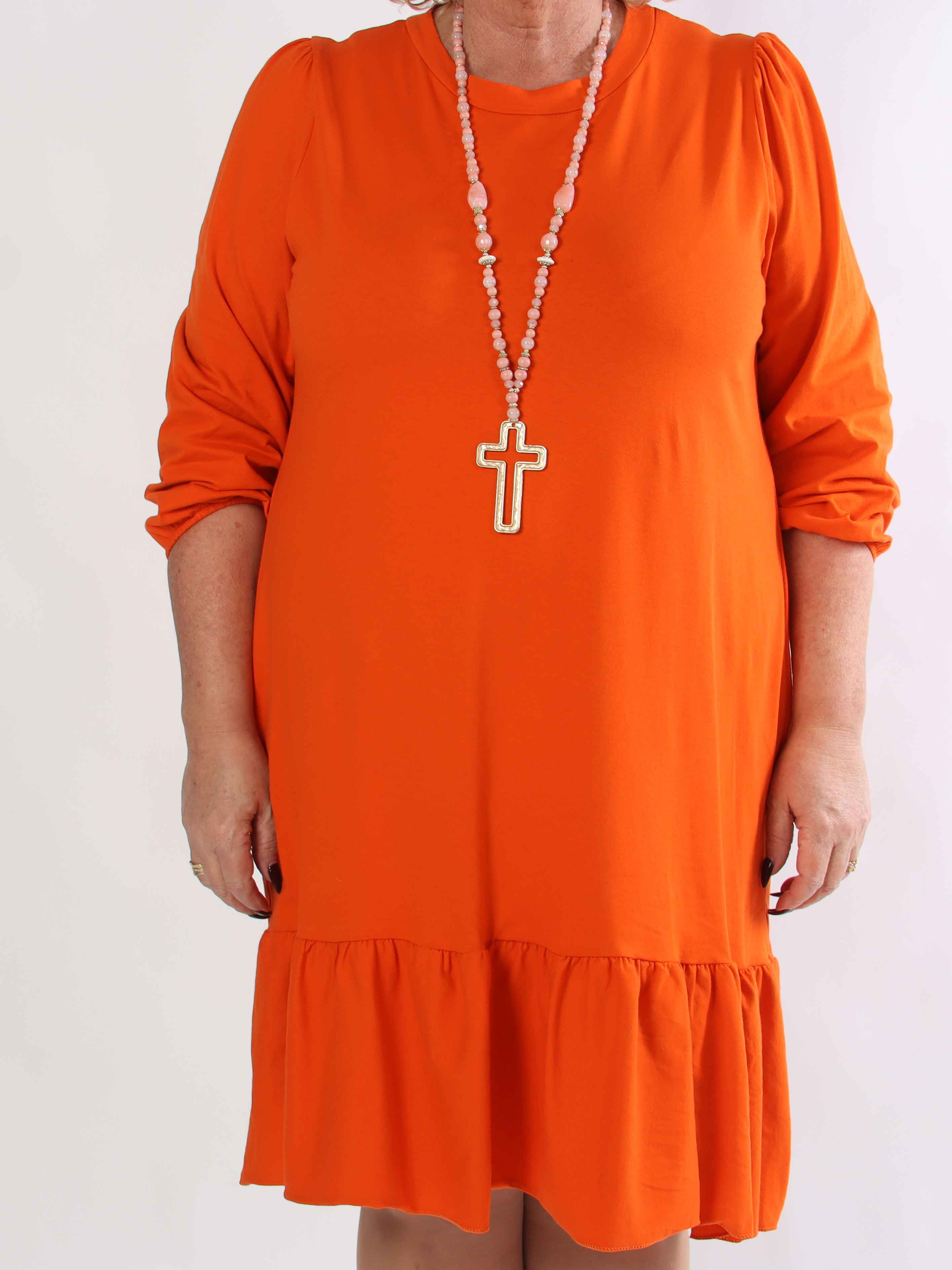 Zafira - Plus size joggingkjole i bomuld med sød flæsekant