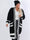 Kit - Lang plus size cardigan i strik med hvid stribe