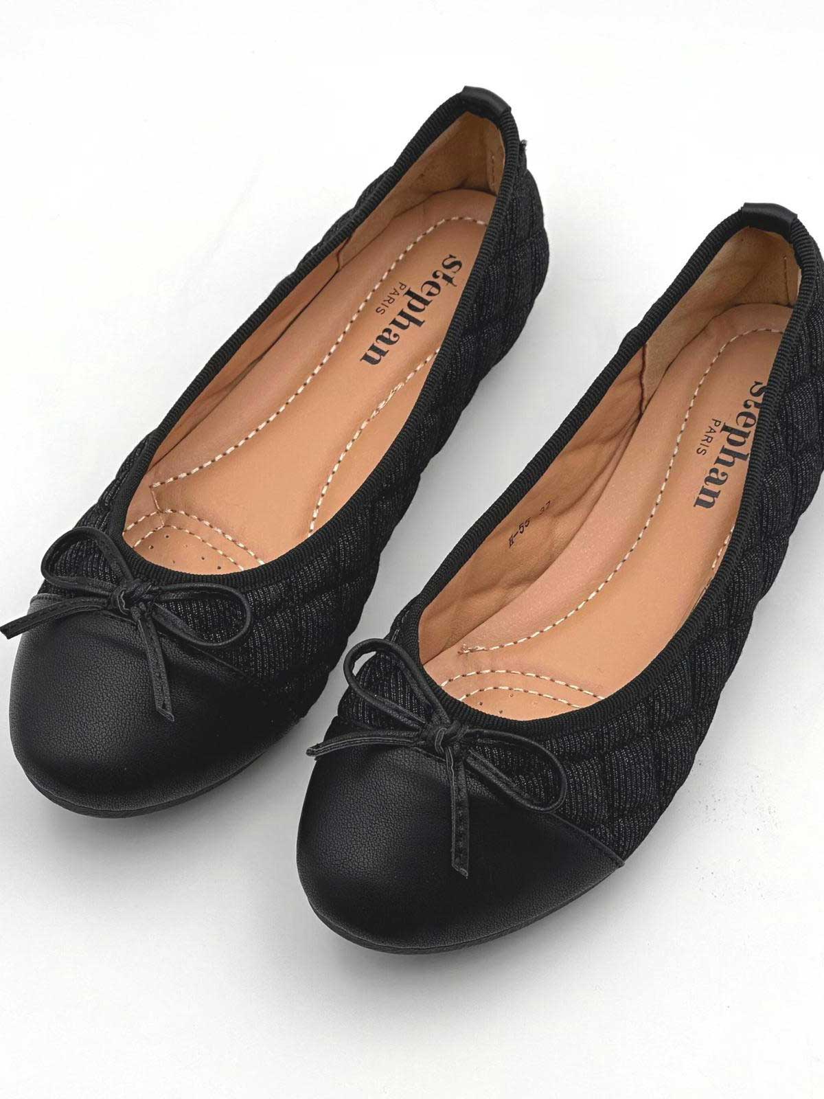 Pamela - Søde ballerinasko i denim med sløjfe