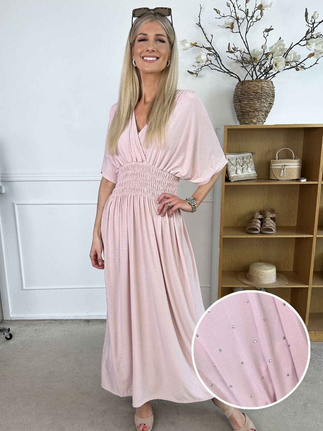 Pams Crystal - Lang elastisk kjole med similisten