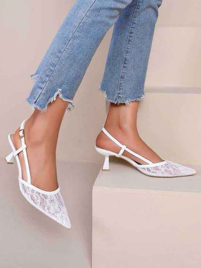 Margot - Spidse stiletter med blonde