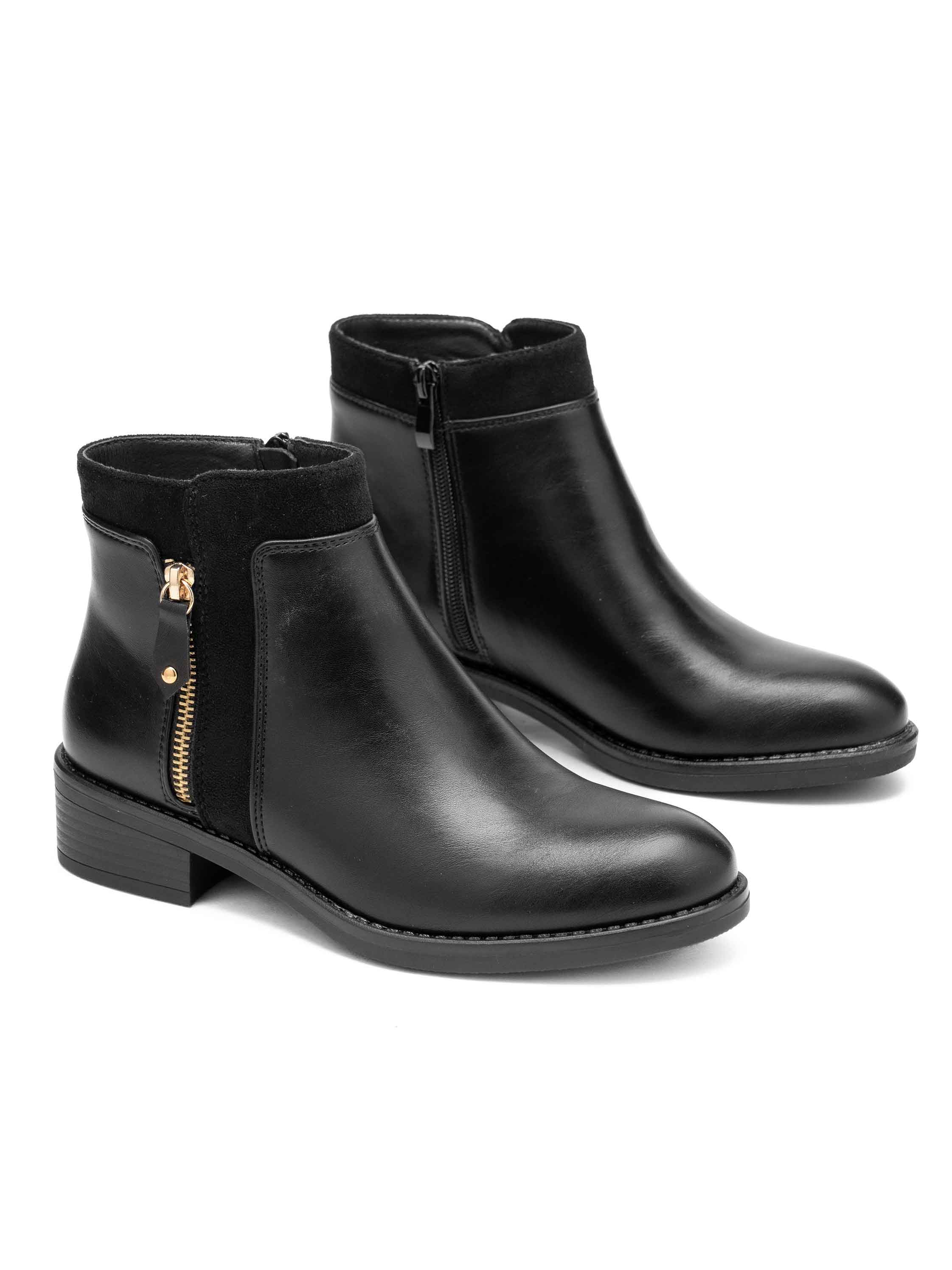 Reese - Ankelstøvle med guld lynlås detalje