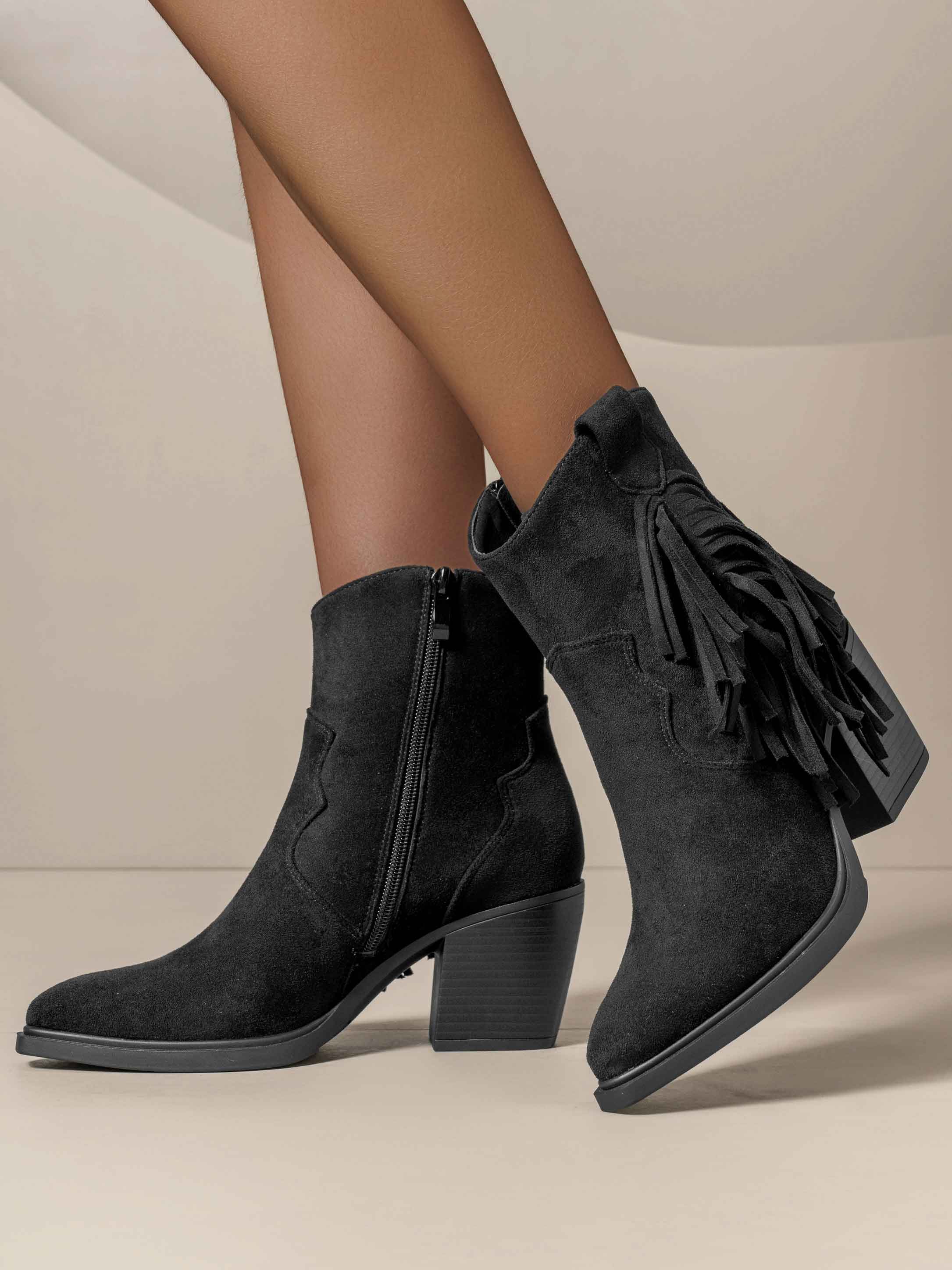 Hecuba - Korte cowboystøvler med frynser