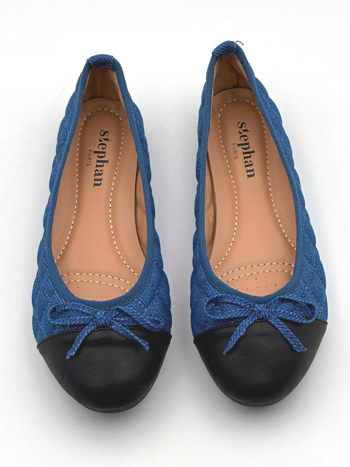 Pamela - Søde ballerinasko i denim med sløjfe