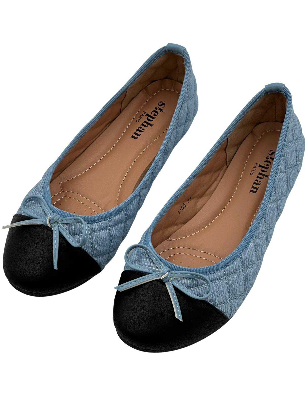 Pamela - Søde ballerinasko i denim med sløjfe