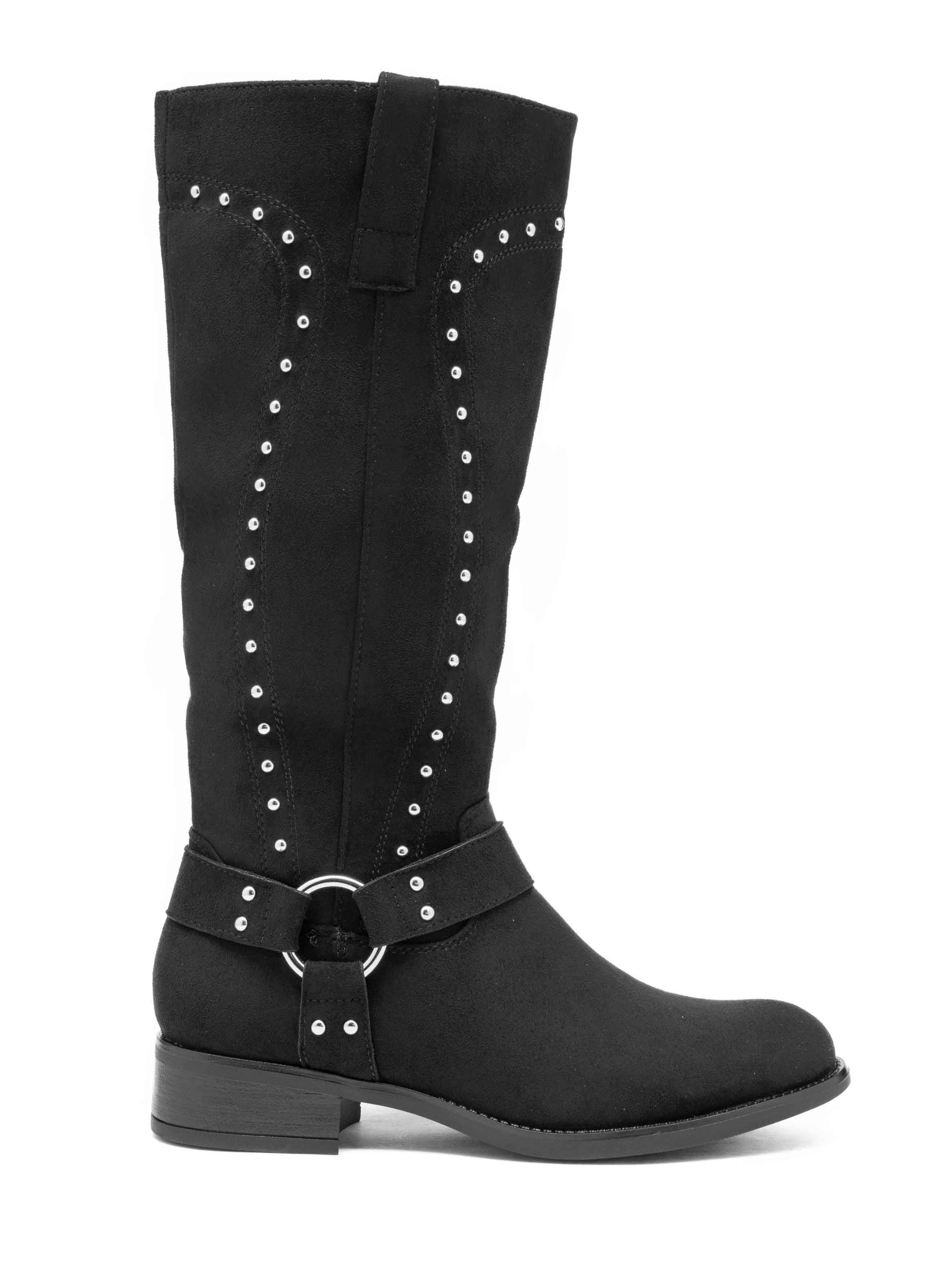 Scottie - Støvler i ruskindslook med sølv nitter