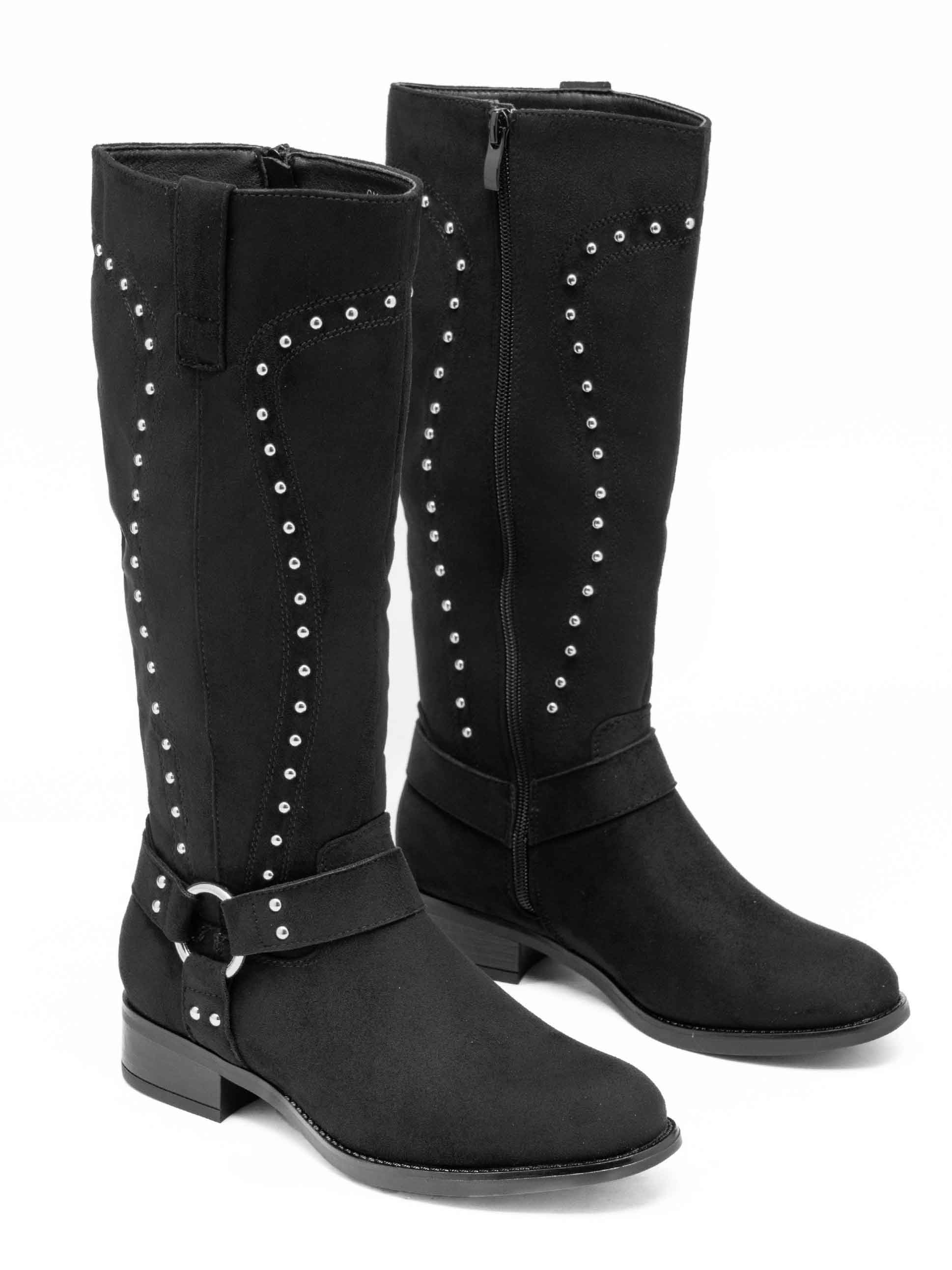 Scottie - Støvler i ruskindslook med sølv nitter