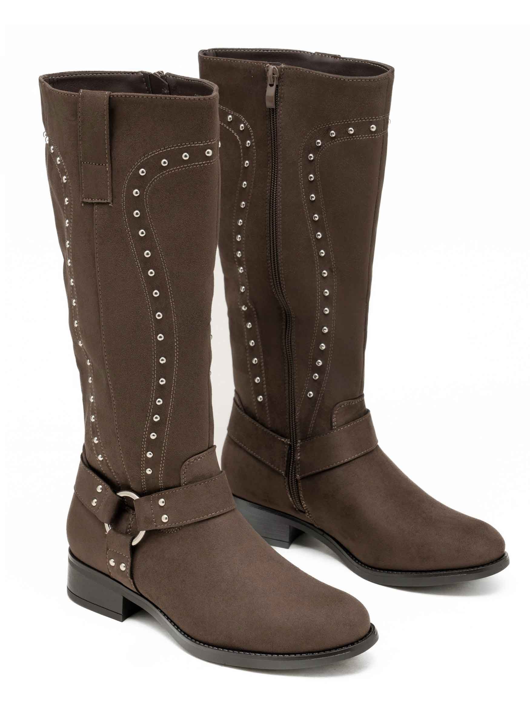 Scottie - Støvler i ruskindslook med sølv nitter