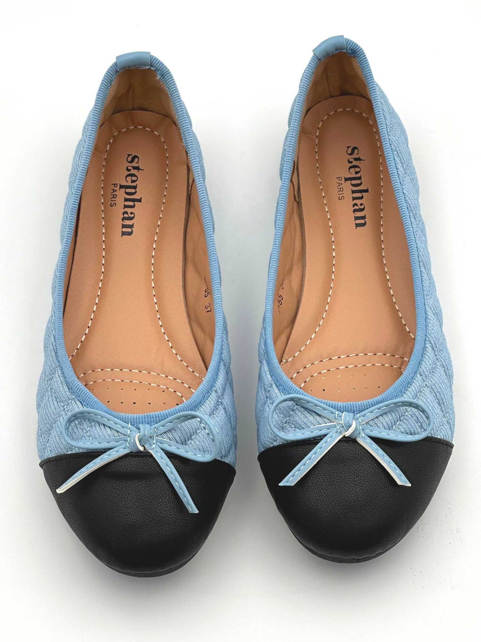 Pamela - Søde ballerinasko i denim med sløjfe