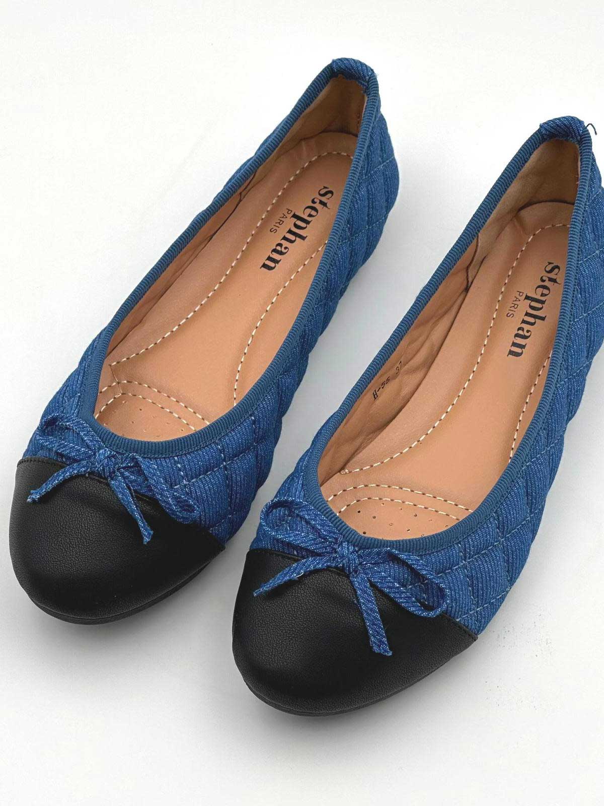 Pamela - Søde ballerinasko i denim med sløjfe