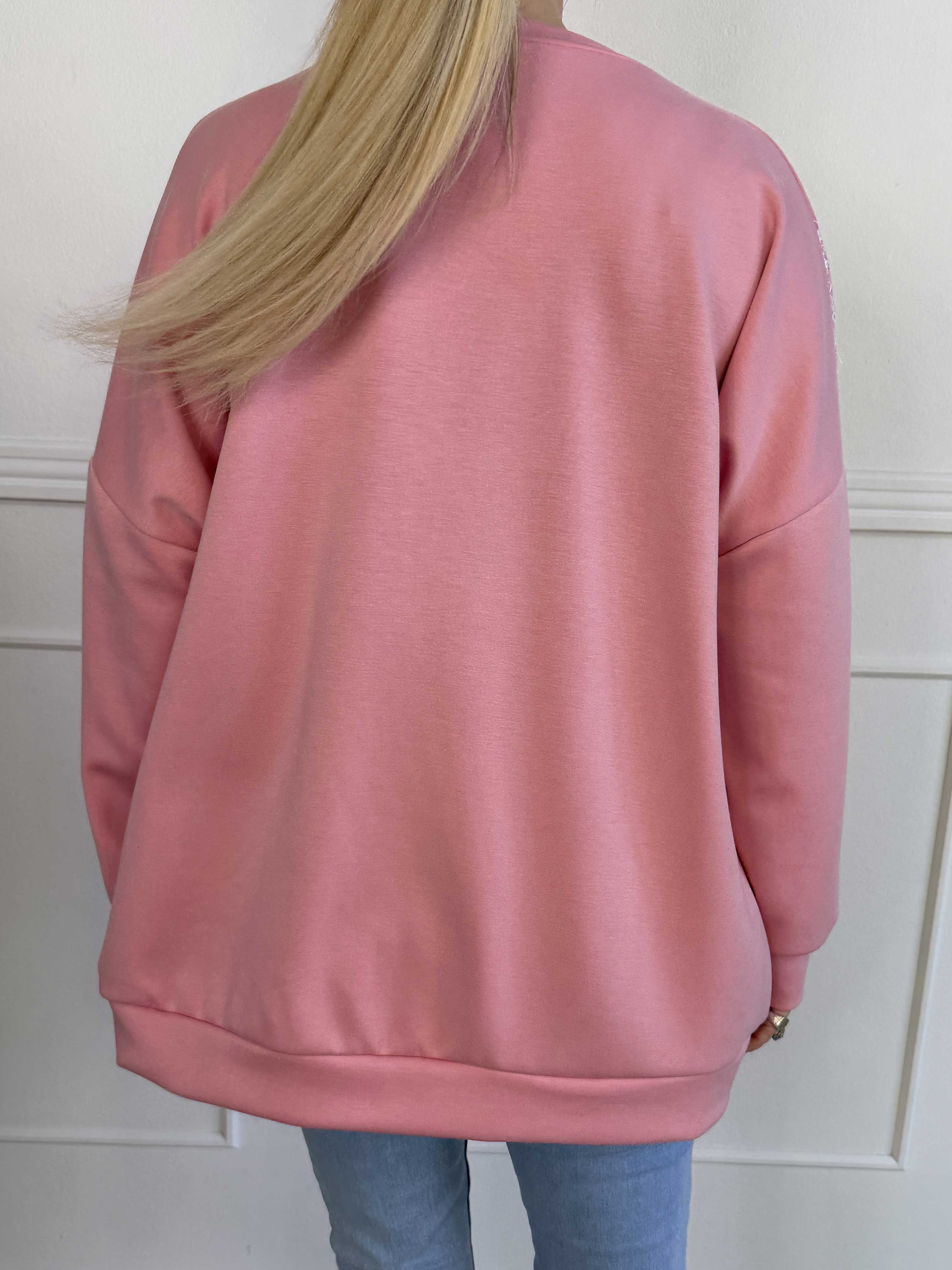 Abbelone - Joggingbluse i viskose med blonde henover brystet