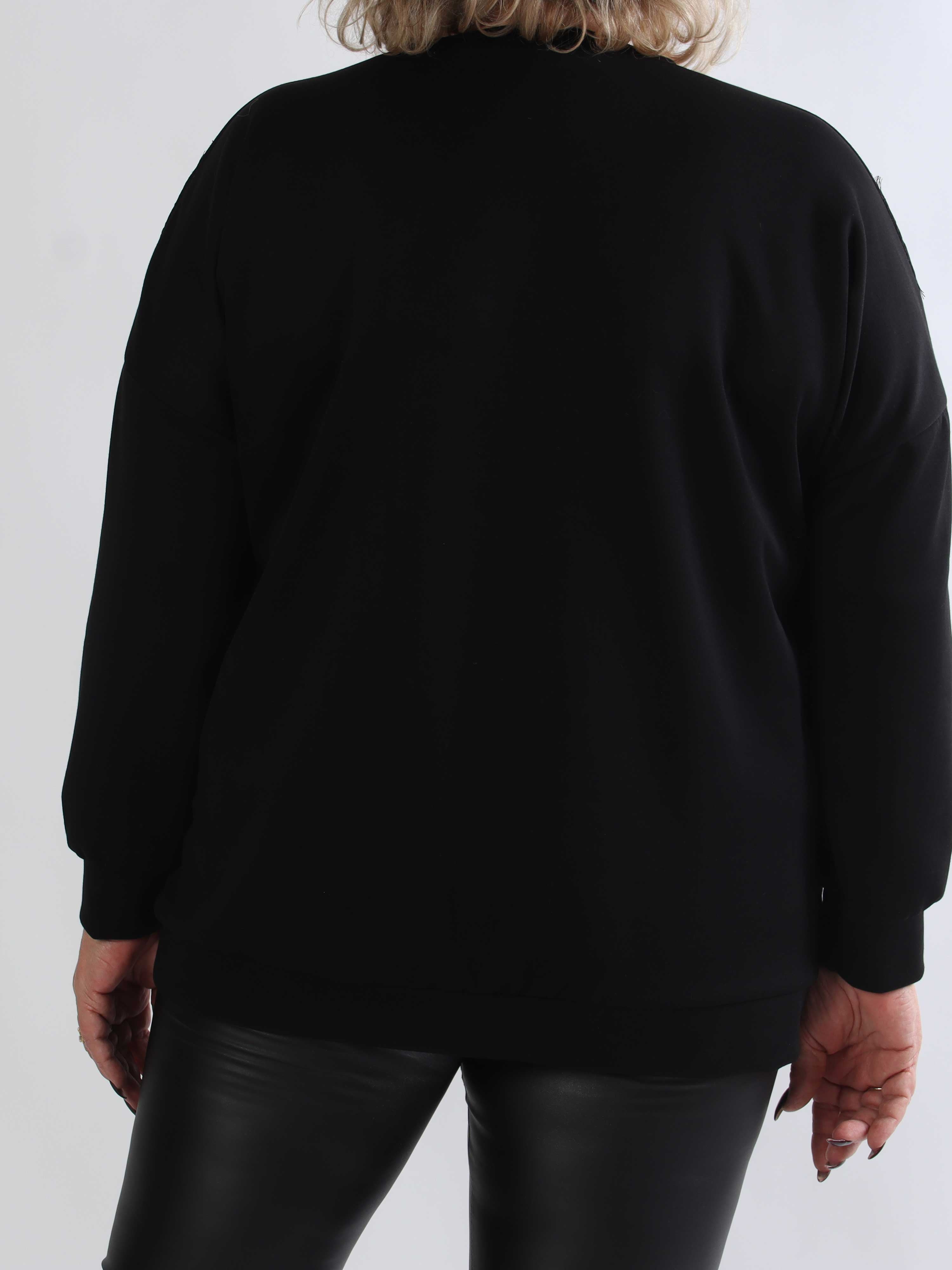 Abbelone - Plus size joggingbluse i viskose med blonde henover brystet